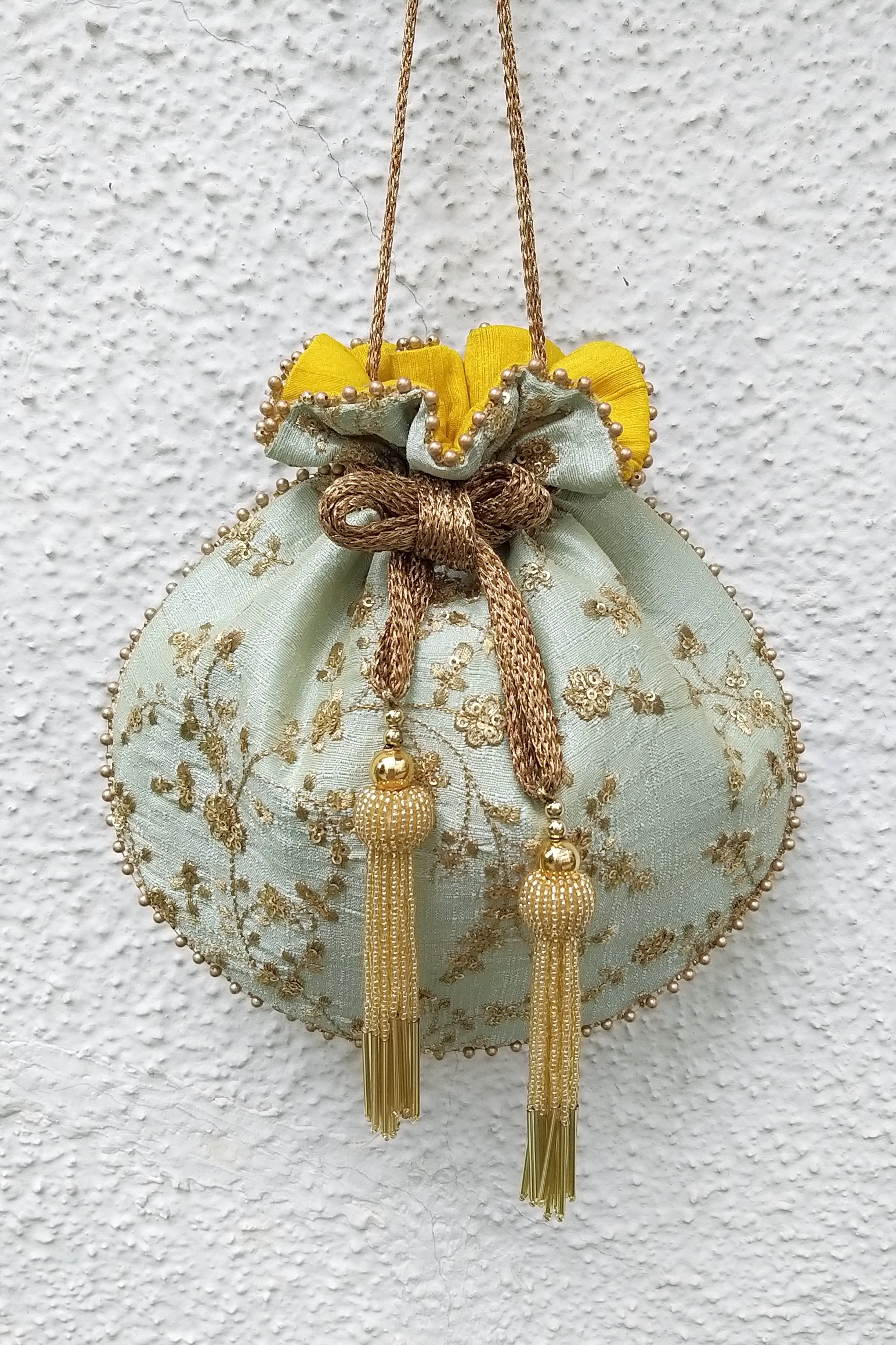 Aqua Sequin Embroidered Potli Bag