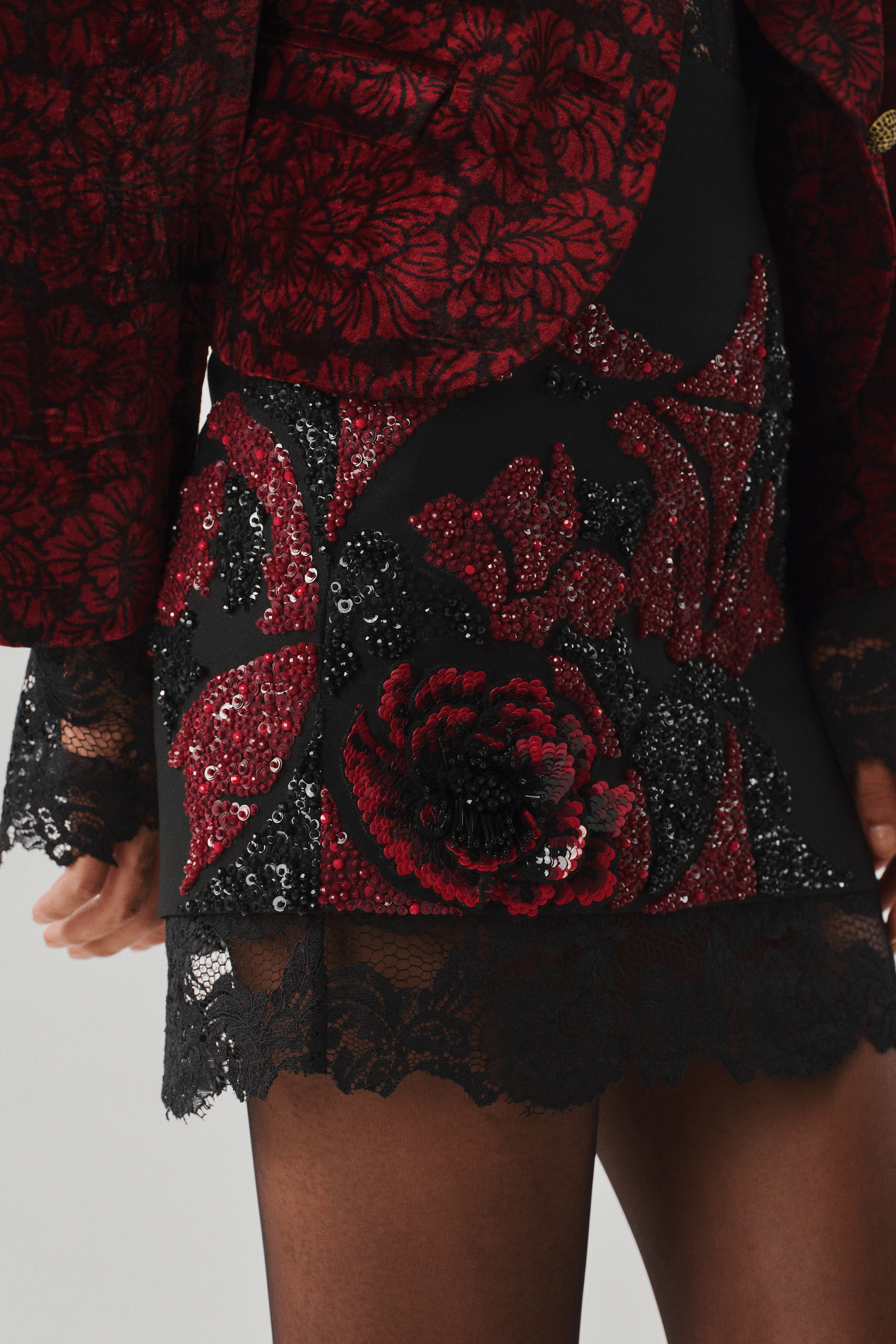 Wild Rose Embroidered Mini Skirt