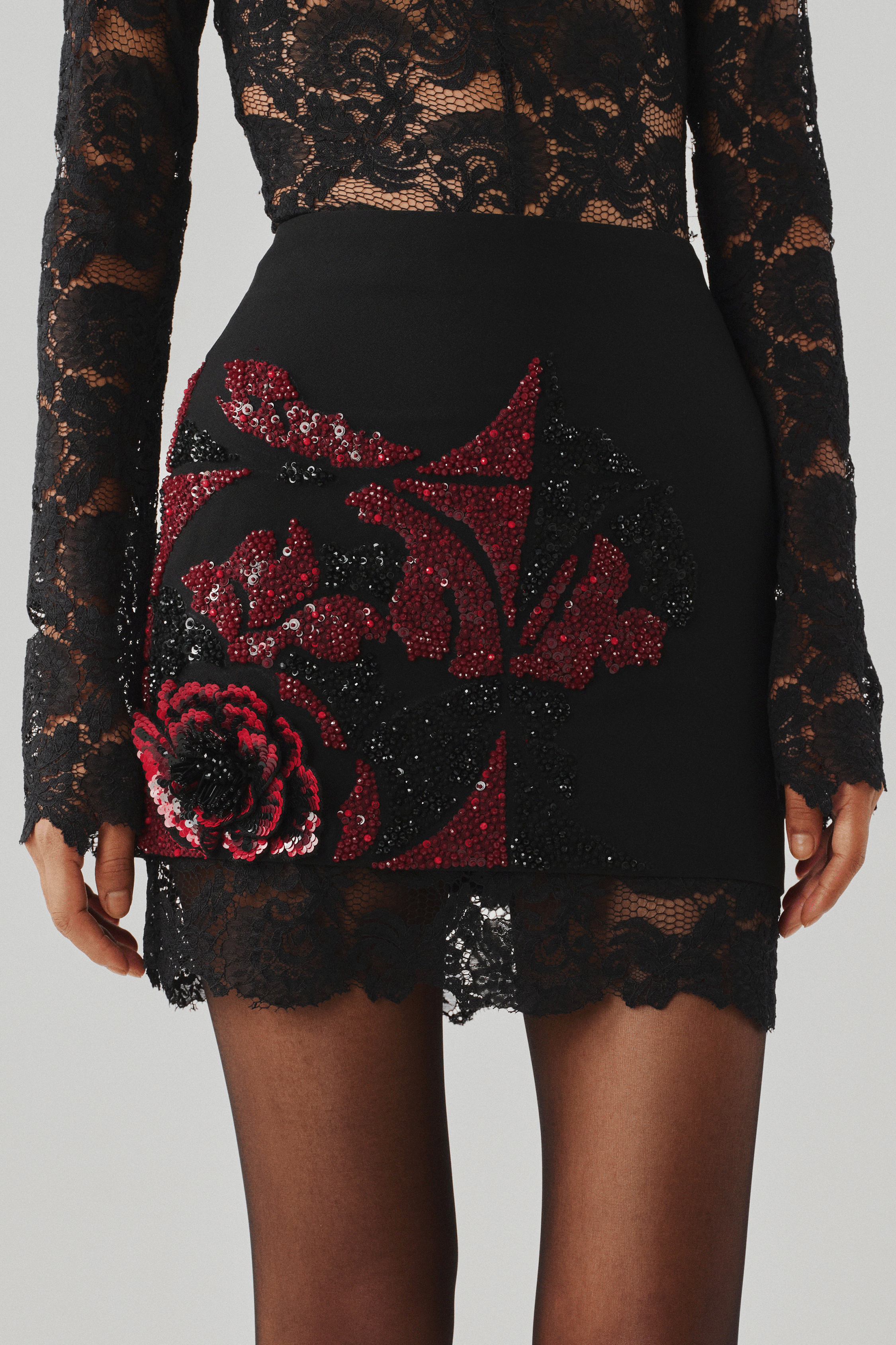 Wild Rose Embroidered Mini Skirt