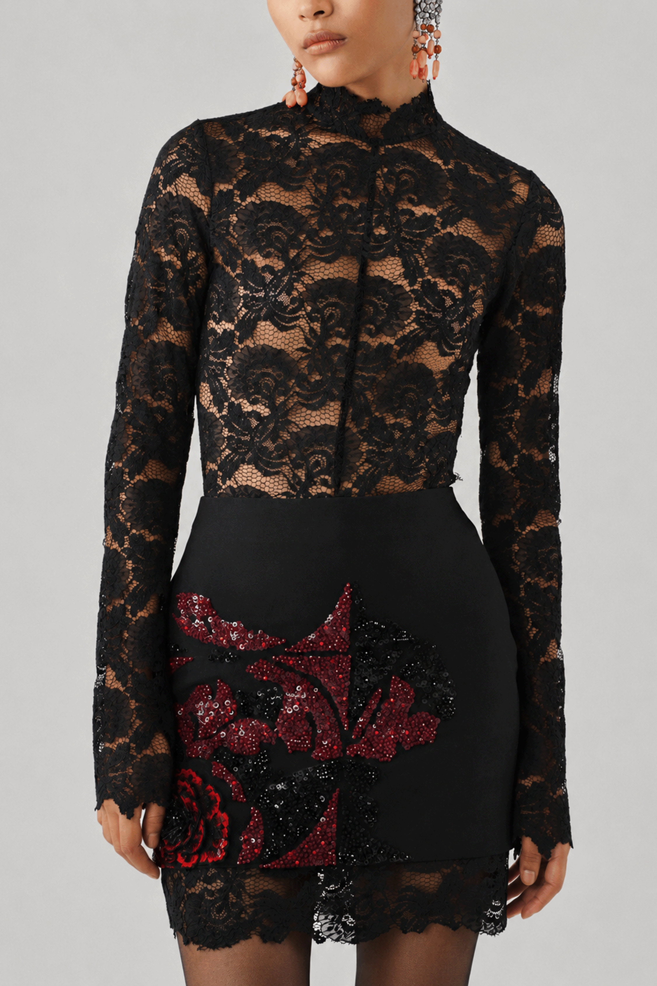 Wild Rose Embroidered Mini Skirt