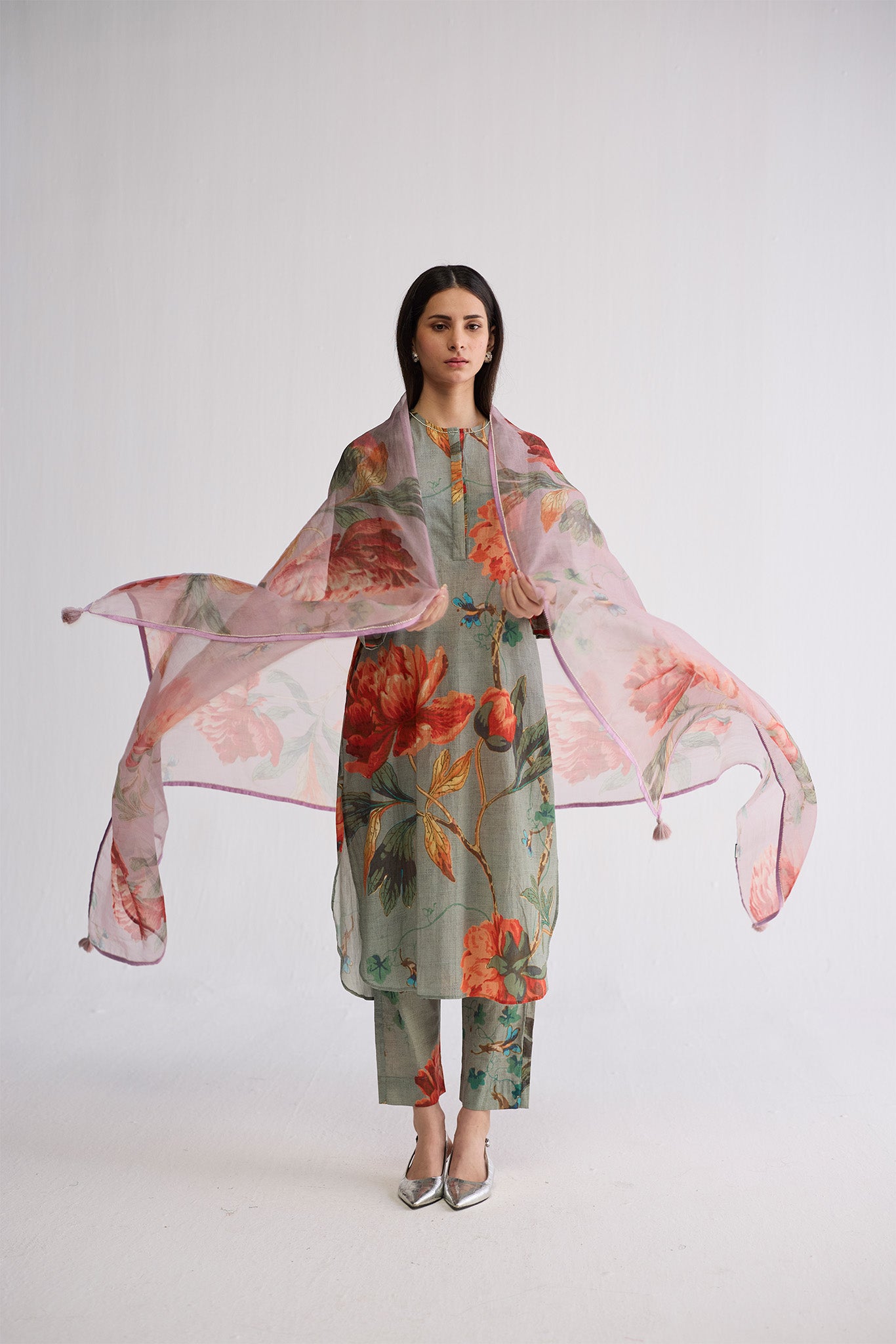 Berry Organza Dupatta