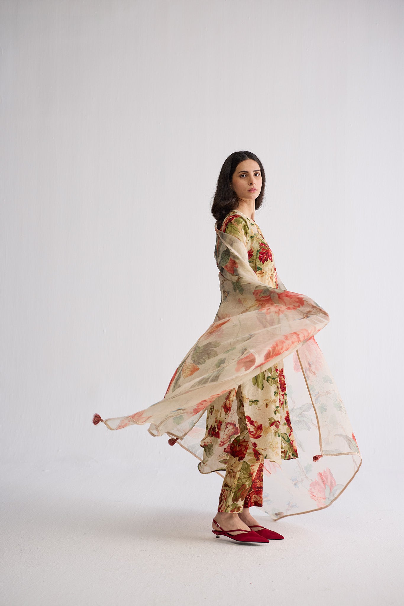 White Rose Organza Dupatta