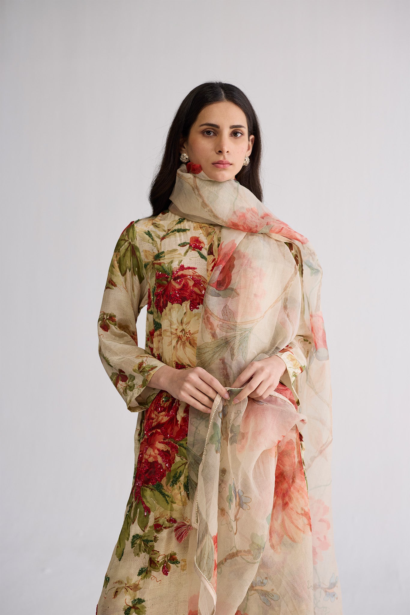 White Rose Organza Dupatta