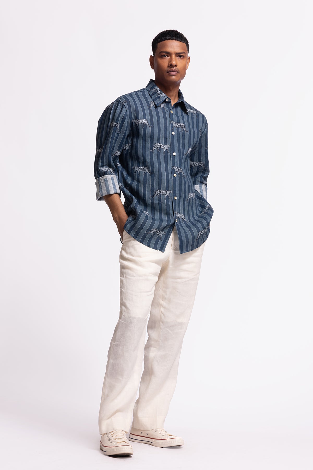 Men's Linen Wild Printed Shirt