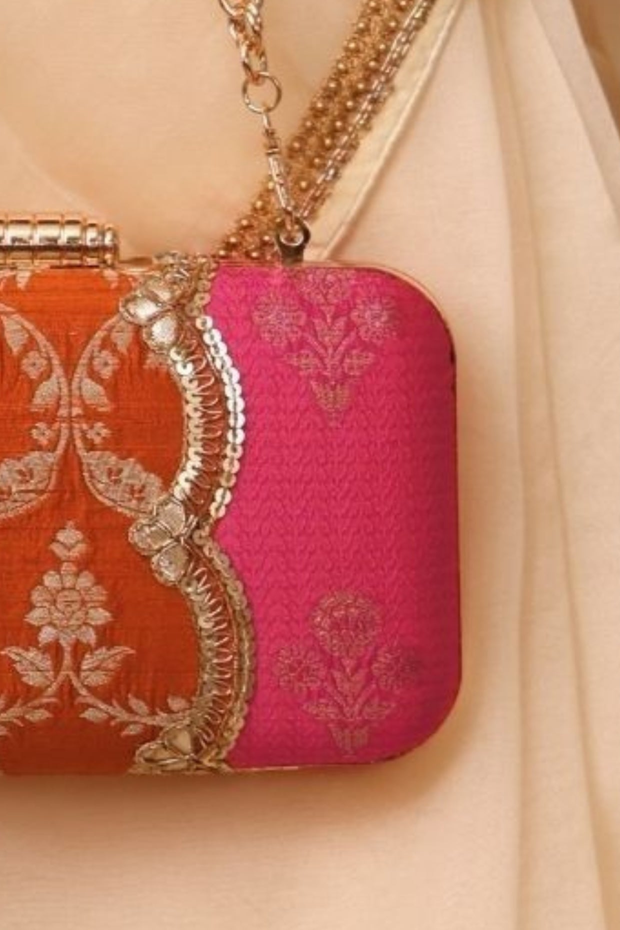 Pure Silk Box Clutch - Multi Color