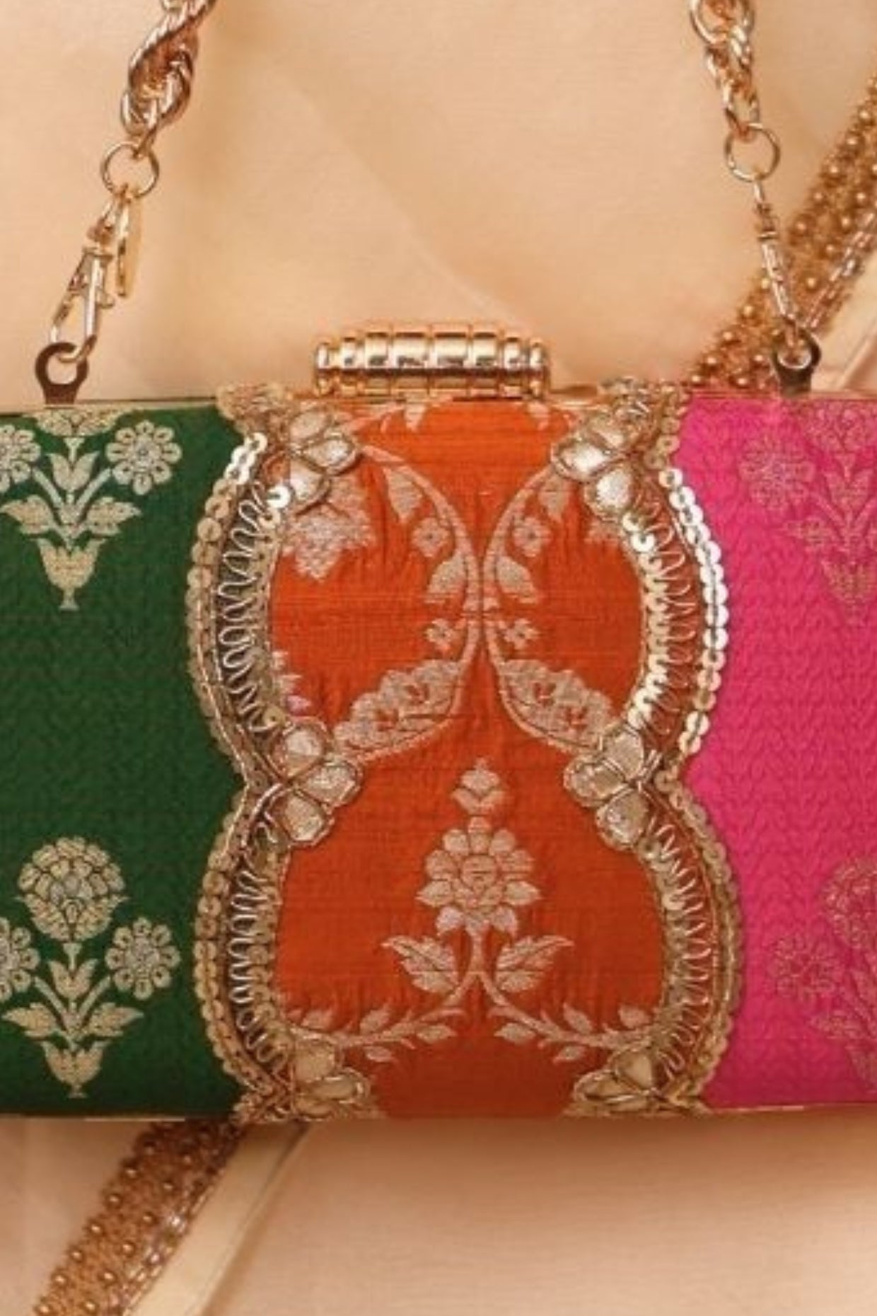 Pure Silk Box Clutch - Multi Color