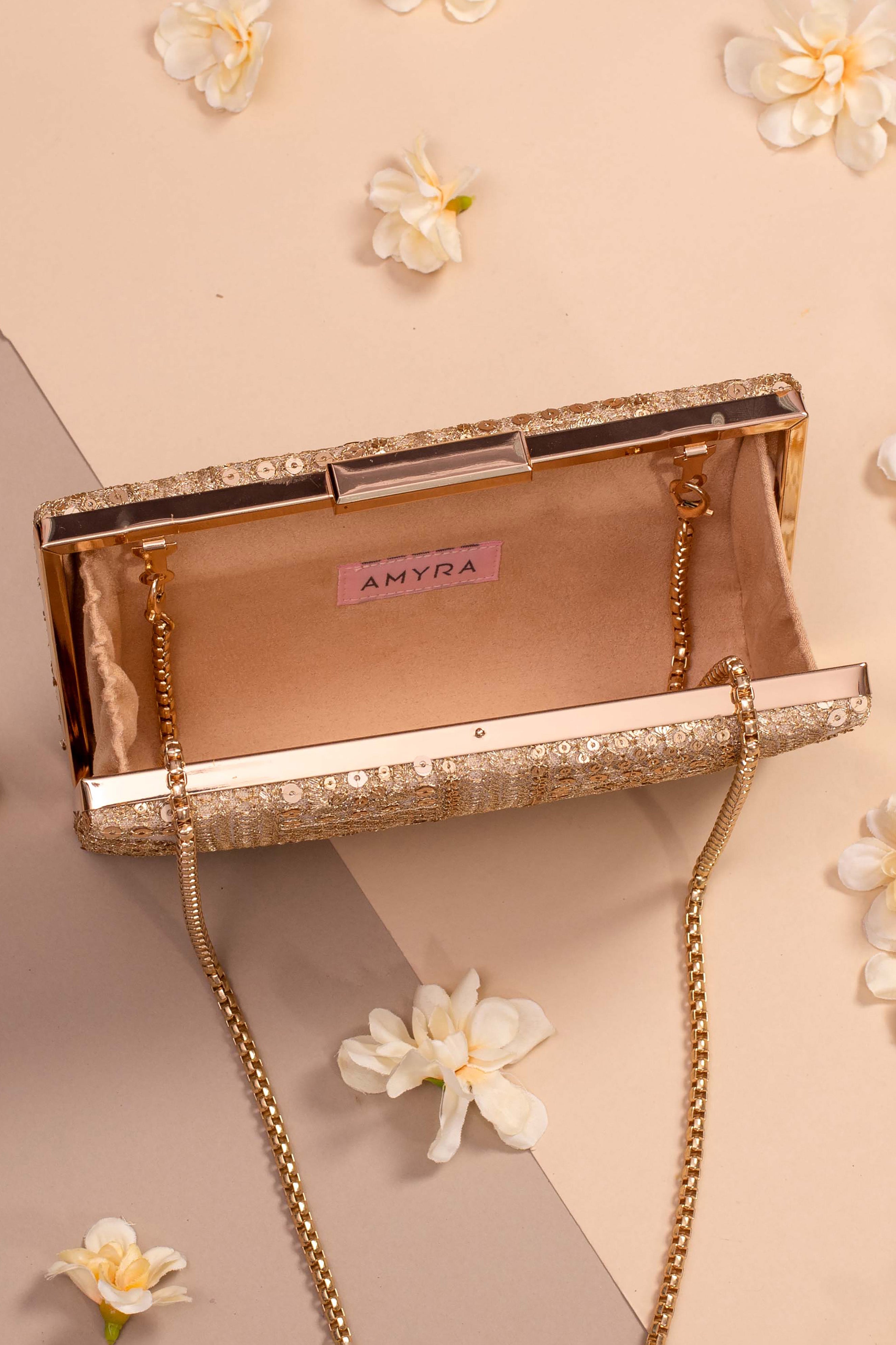 Rose gold clearance box clutch bag