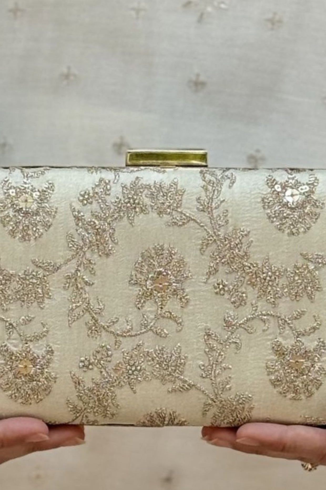 Bodhi Embroidered Sleek Clutch - Beige