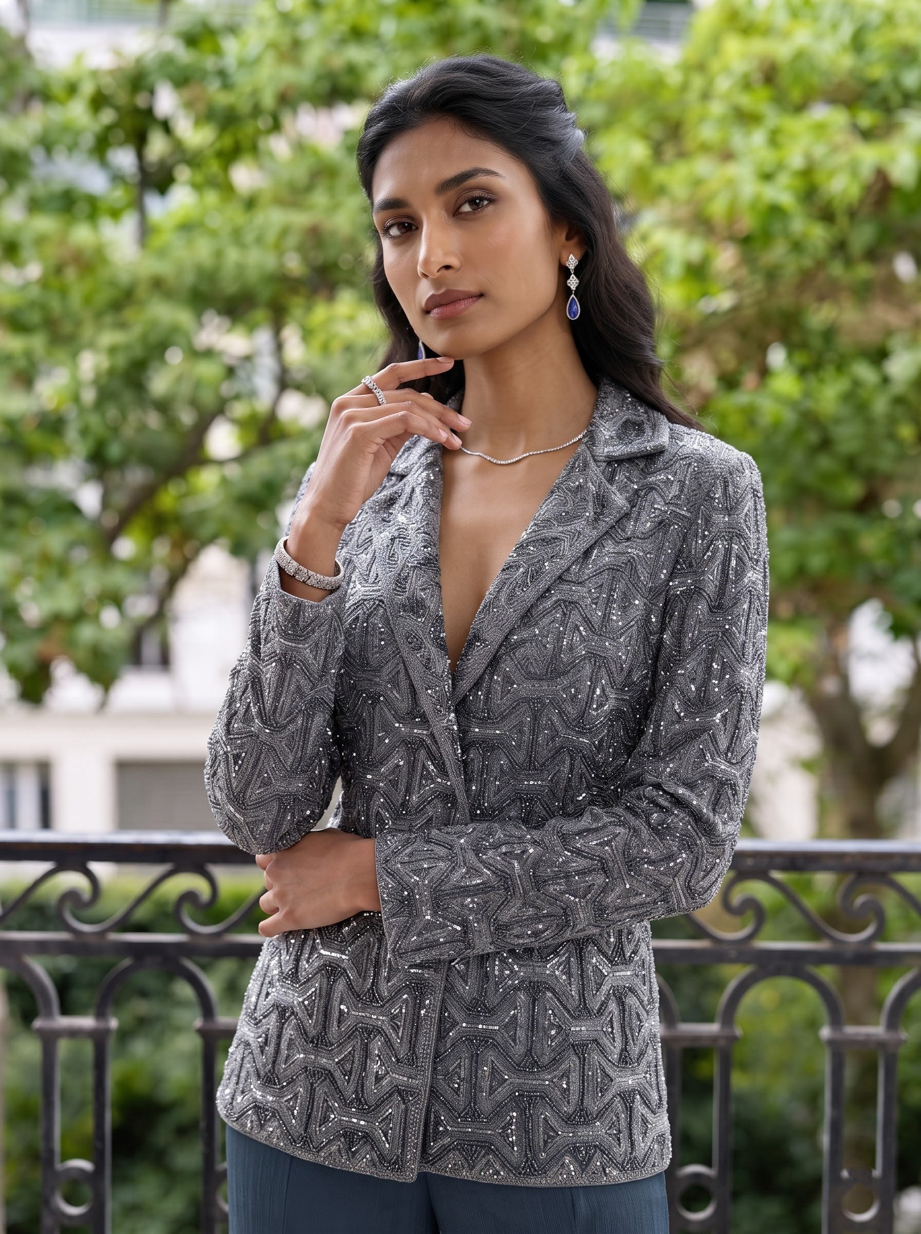 Astrid - Hand Embroidered Jacket With Japanese Bugle Beads