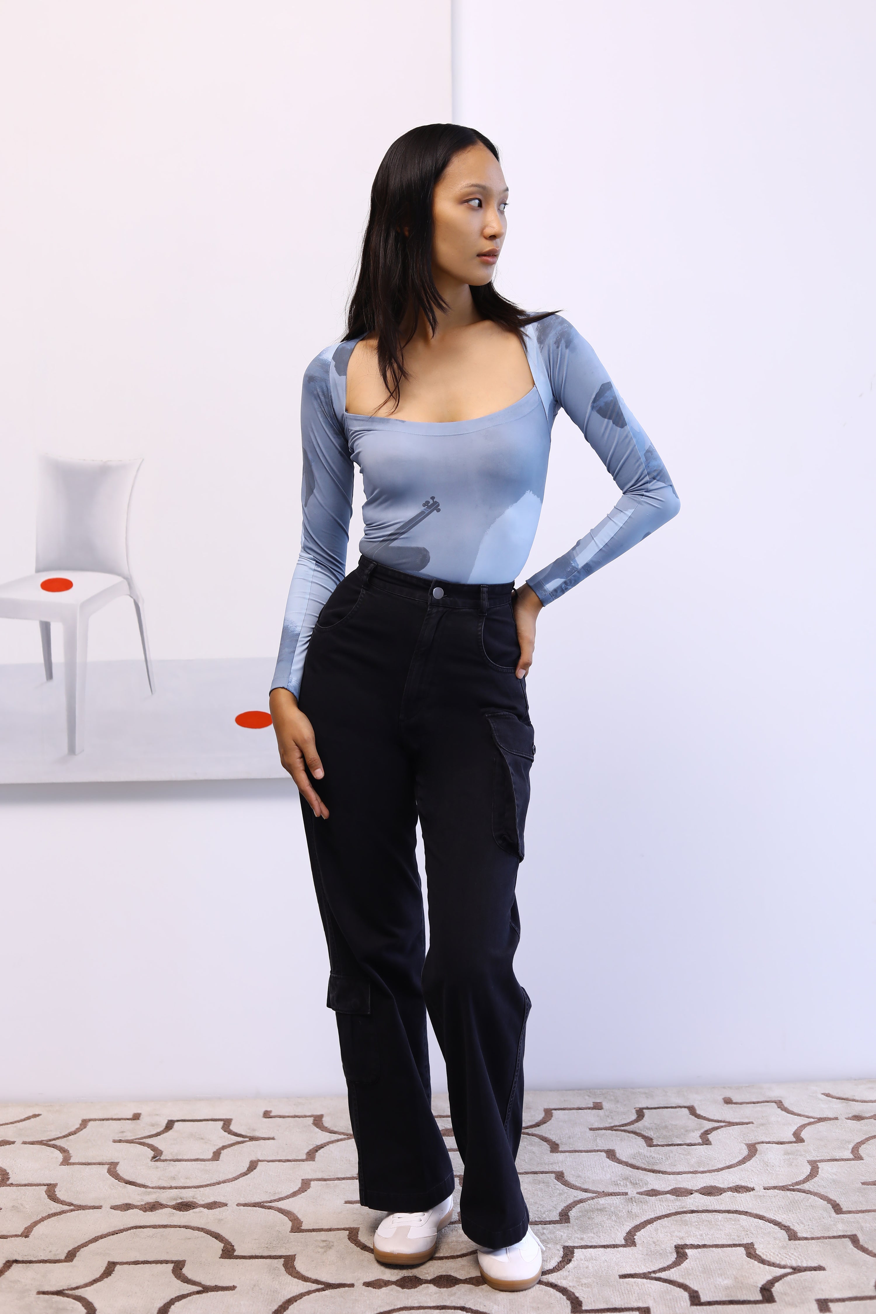 Monochrome Surrealist Bodysuit