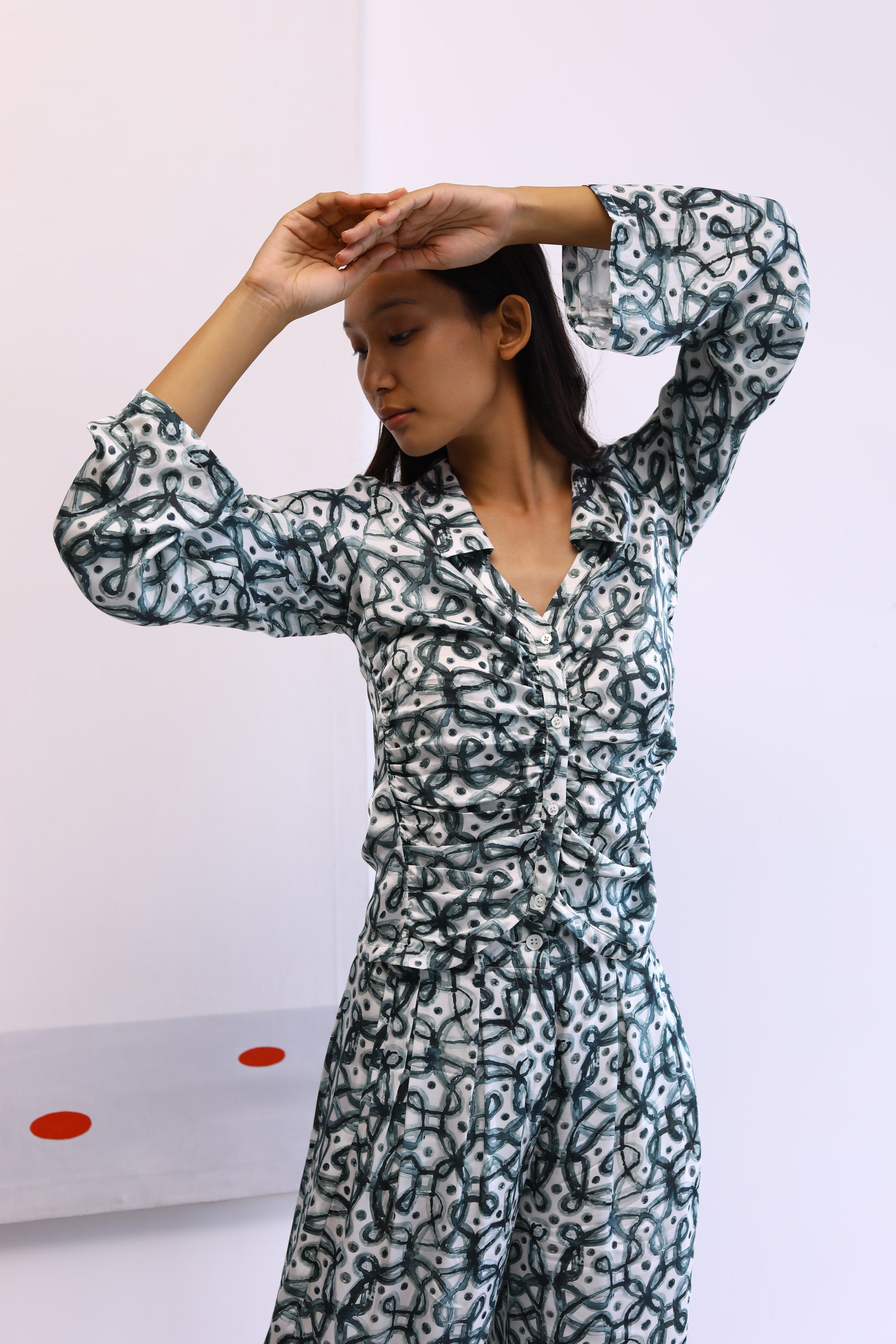 Watercolor Kolam Assymetic Shirt