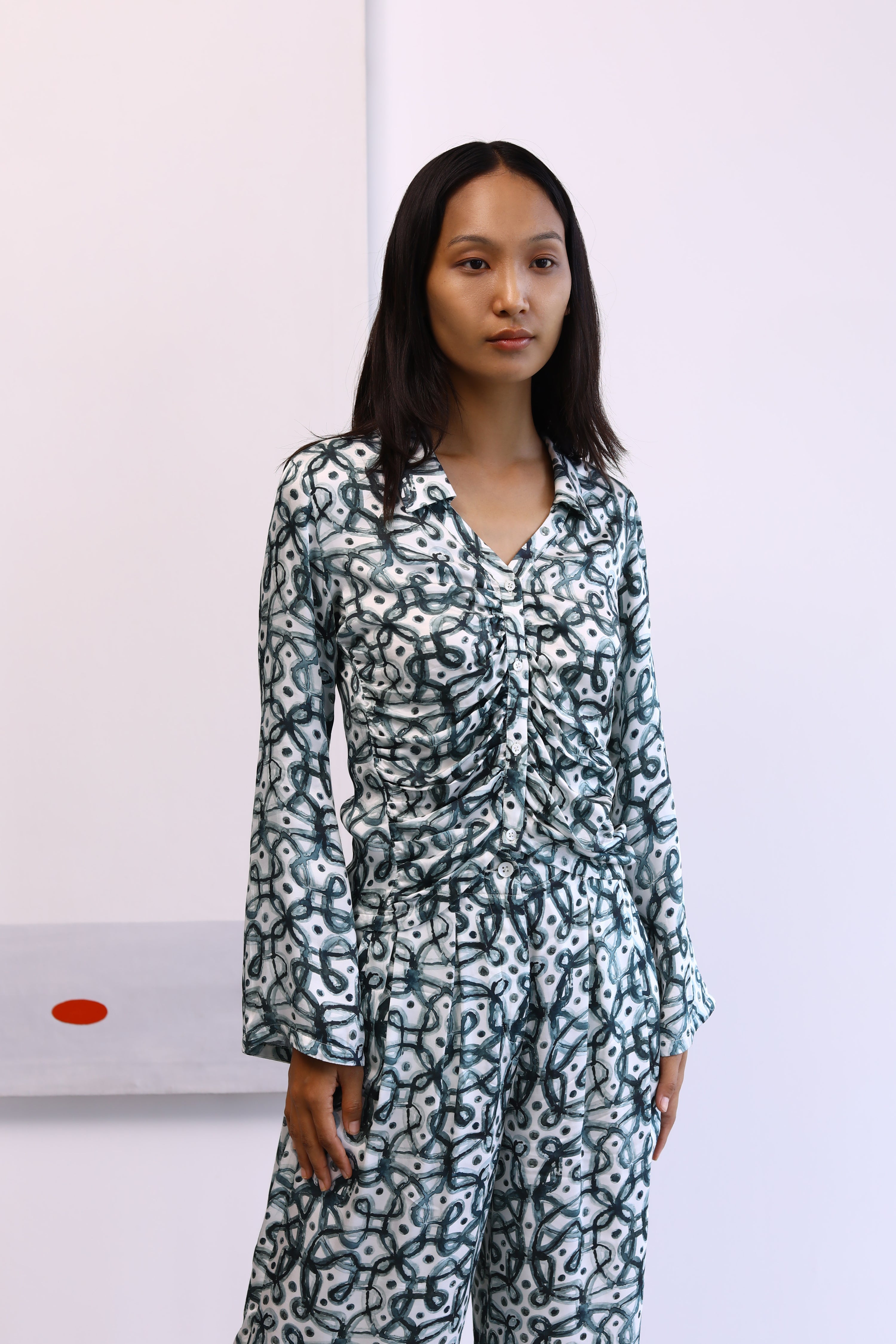 Watercolor Kolam Assymetic Shirt