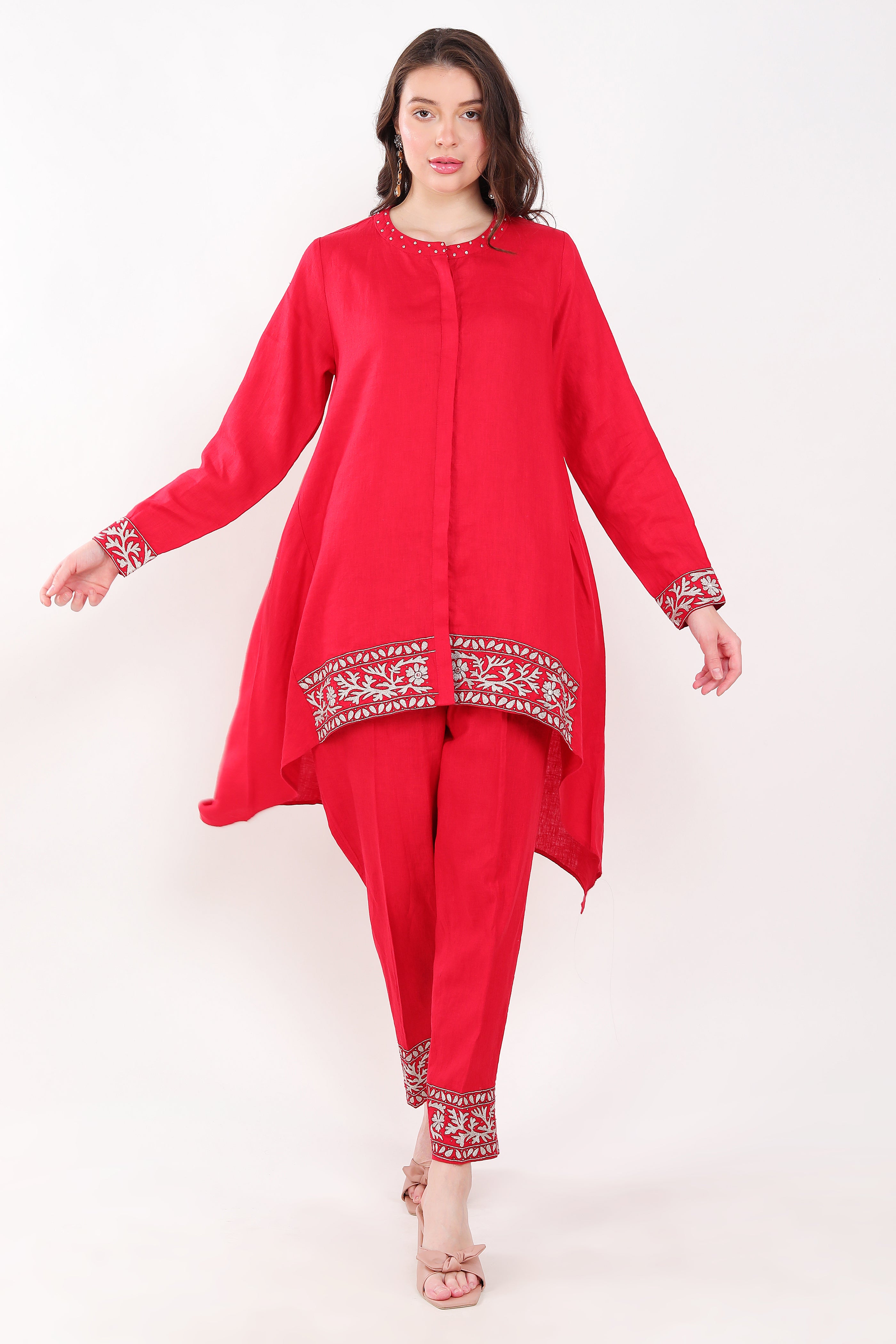 Red Zari Embroidery Set