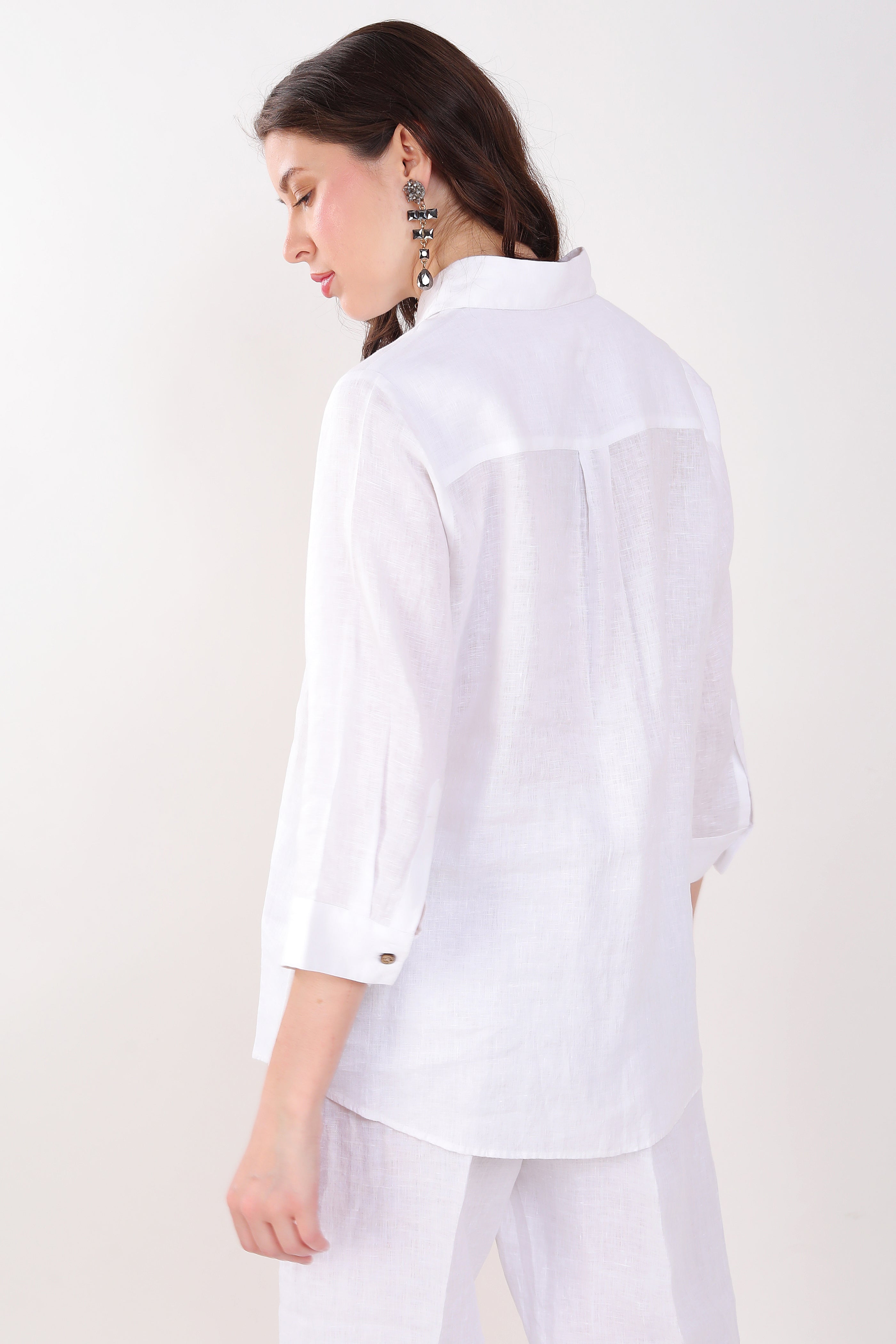 White Shirt Blue Bird Embroidery