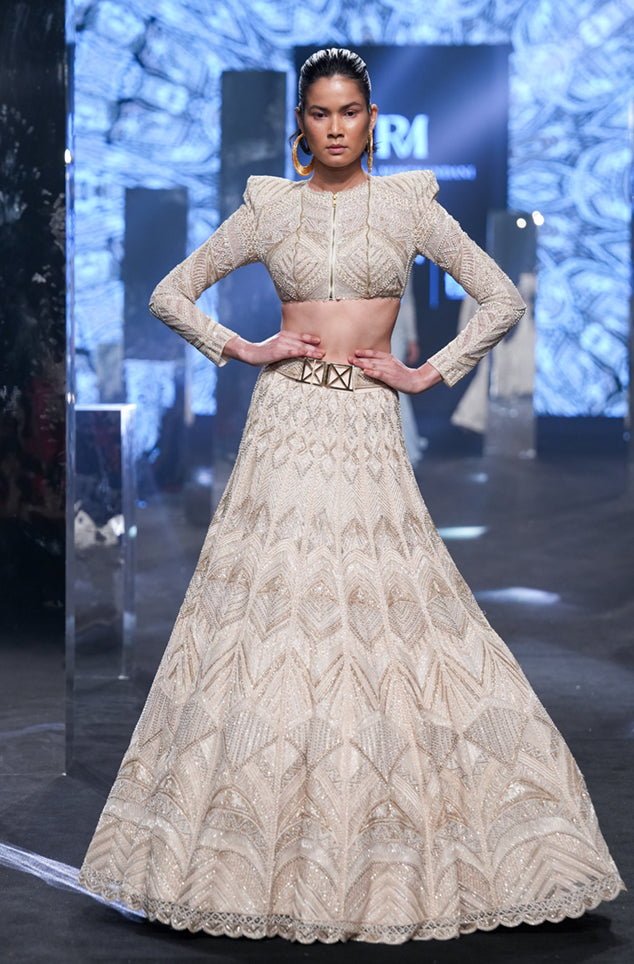 Tussar Satin Heer Ivory Lehenga with Dupatta