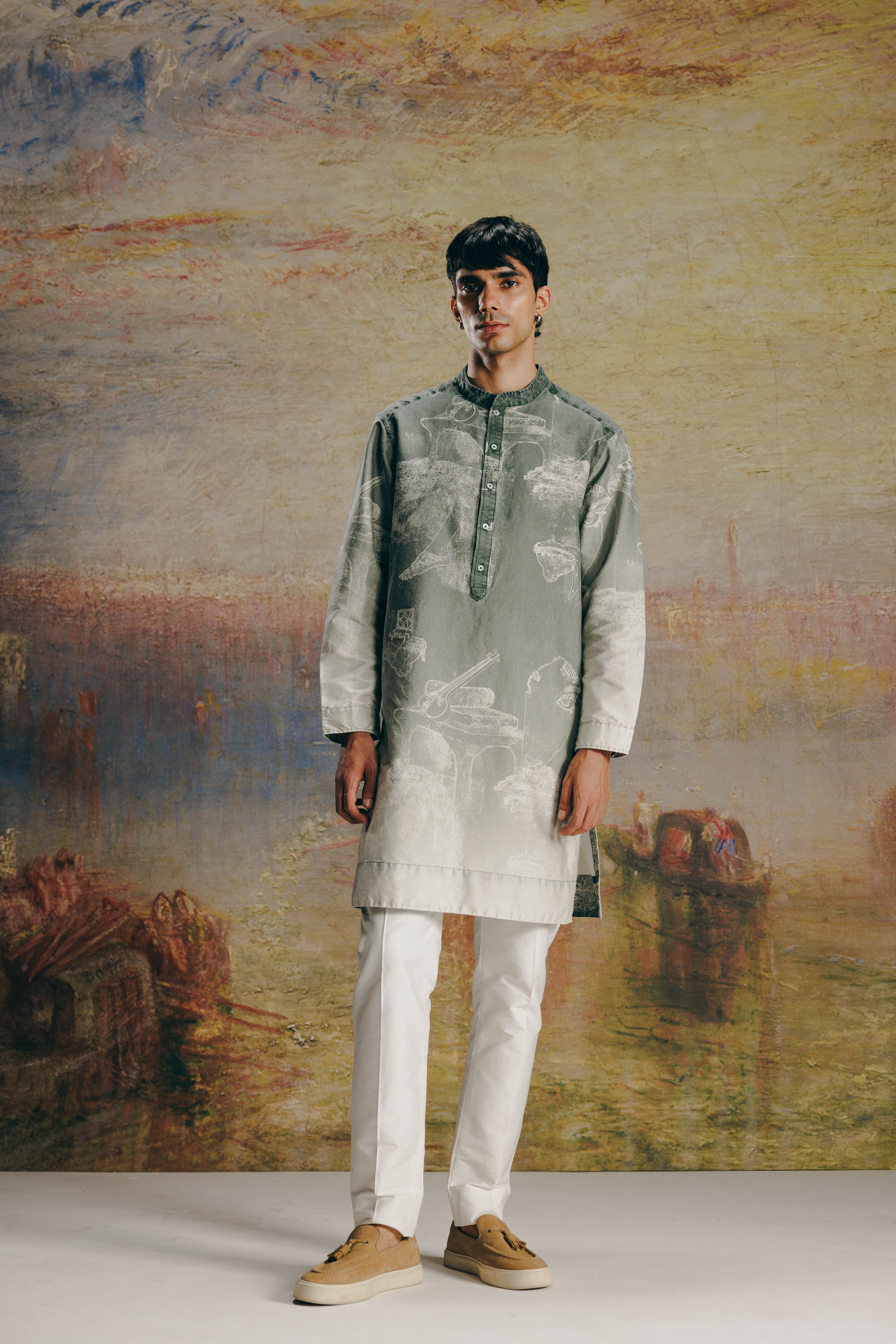 Ombre Surrealist Outline Kurta Set