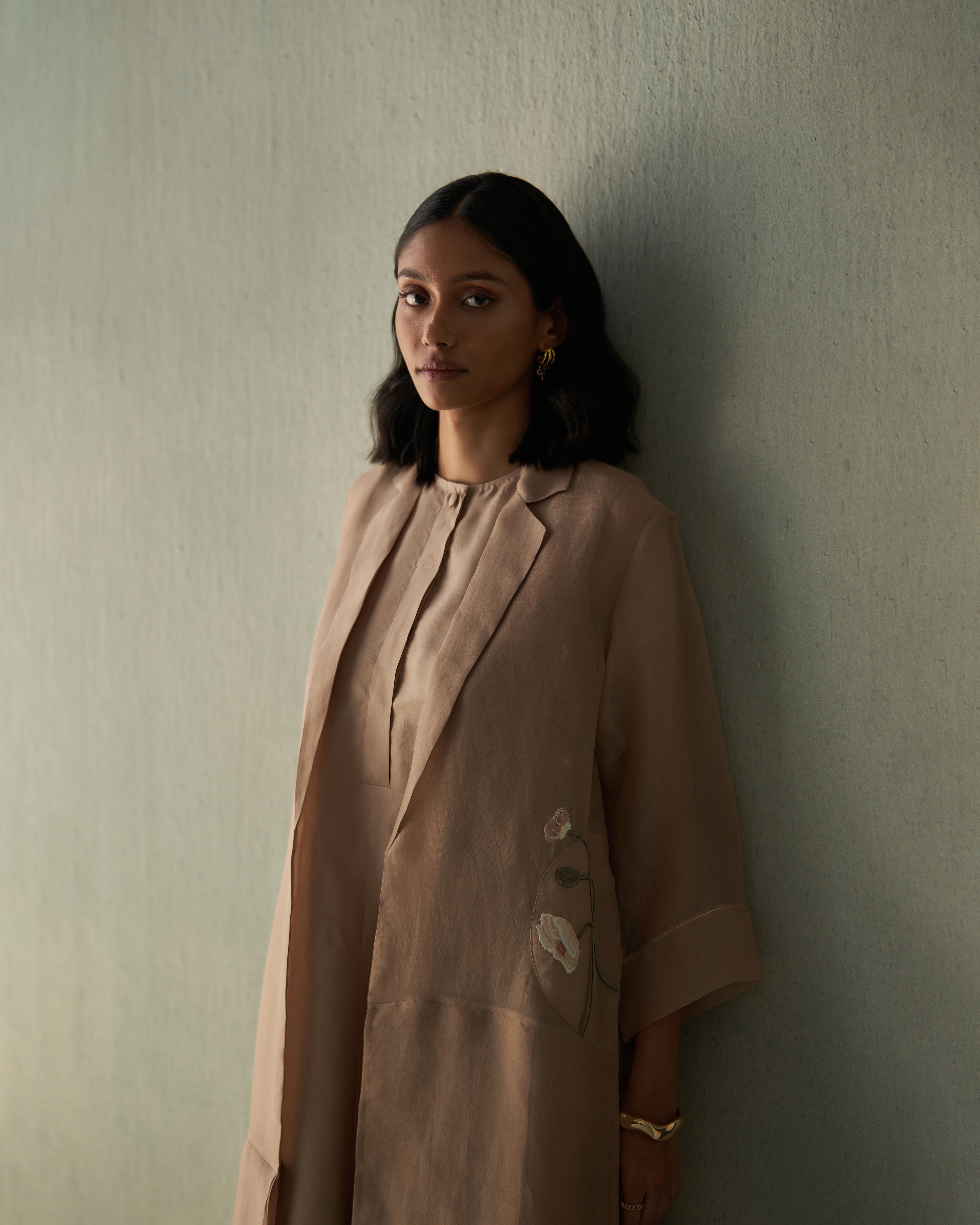 Blossom And Bud Panelled Overlay- Sand