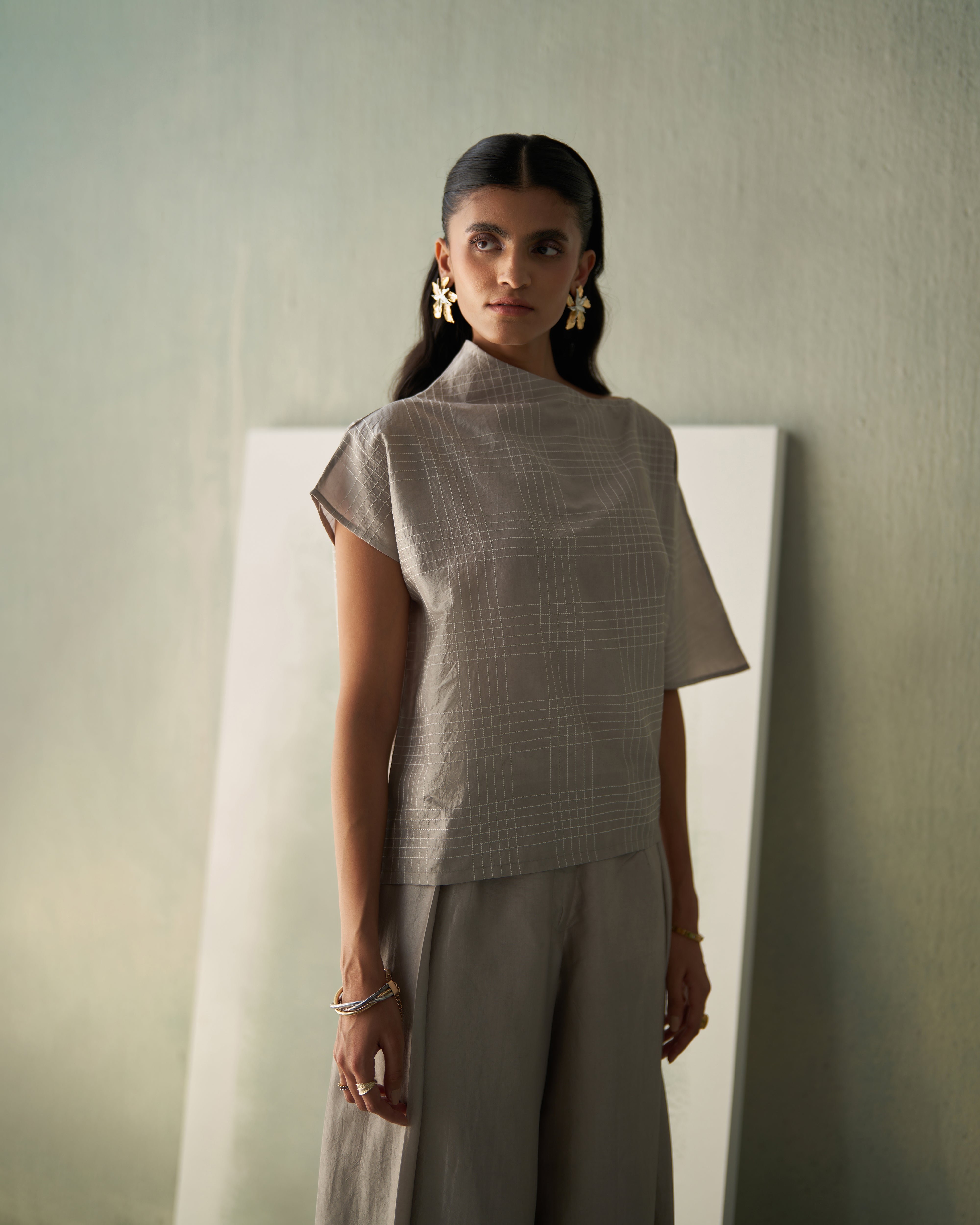 Steel Grey Silk Co-ord Set