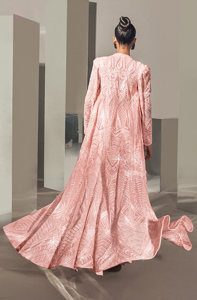Husniya Rose Pink Sharara Set With Jacket