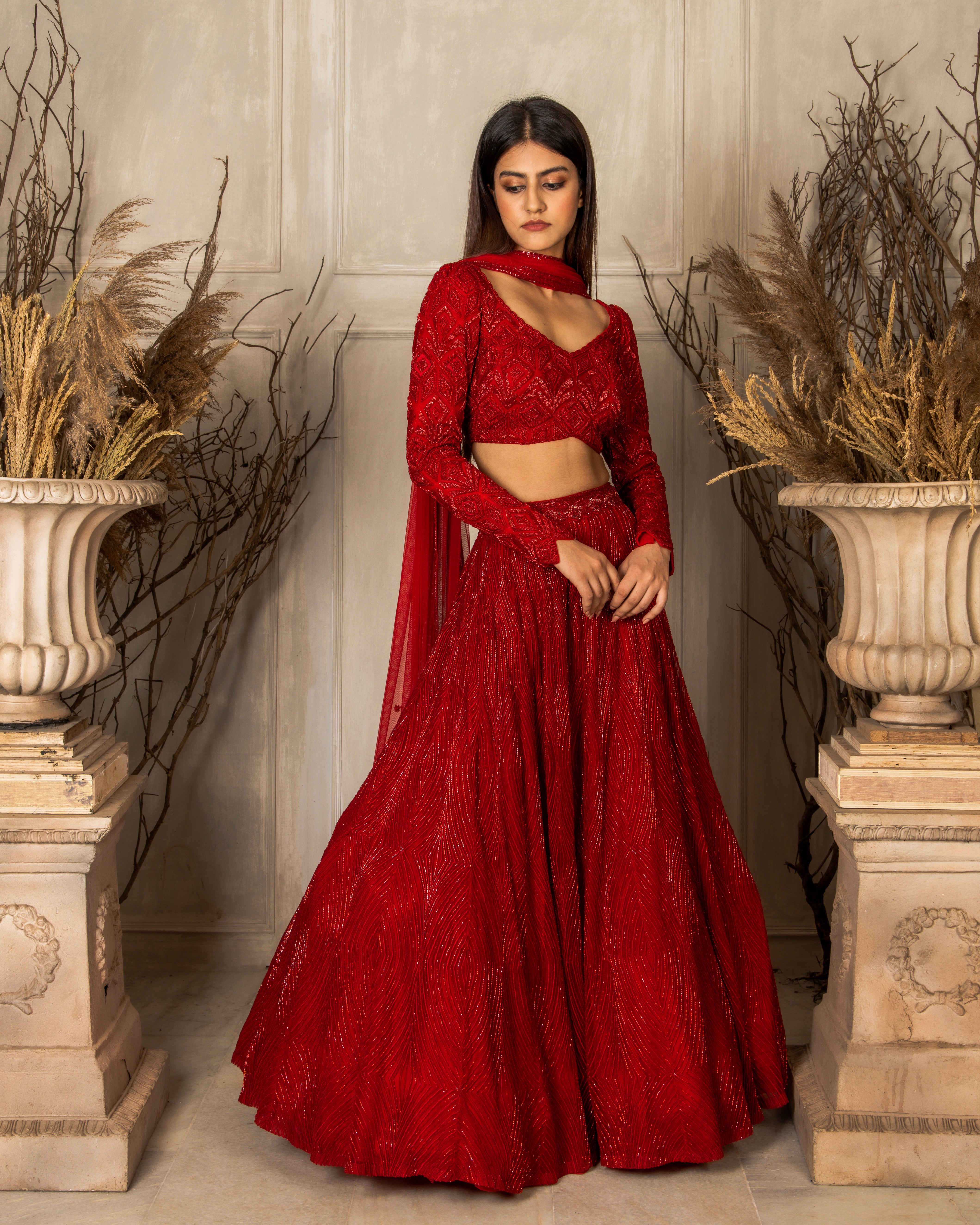 Full Lady Selection Red Hand Embroidered Bridal Lehenga at best price in  Bengaluru