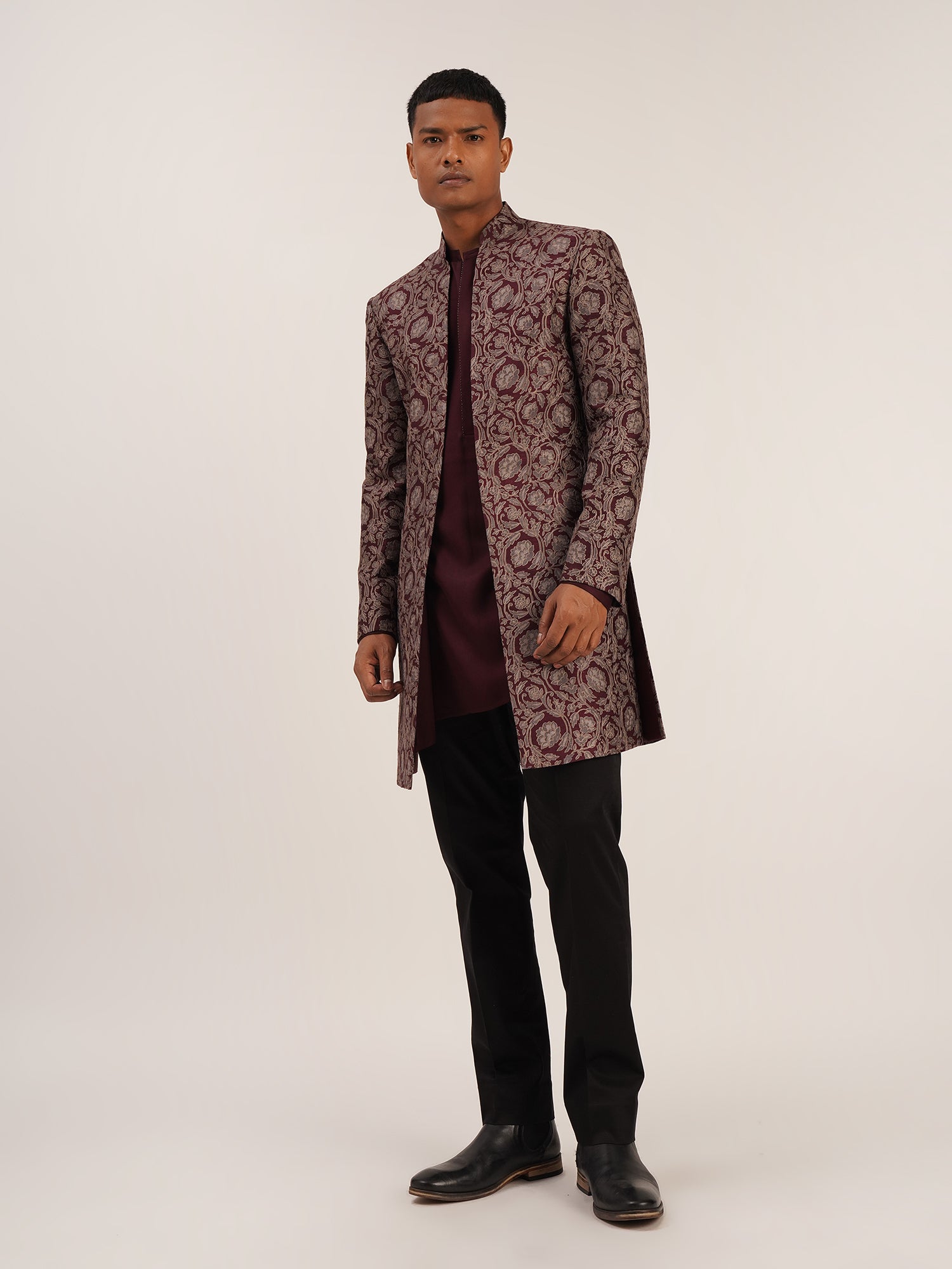 Vazir - Men's Black Short Kurta Pant Set with Coat – Anuthi Fashion
