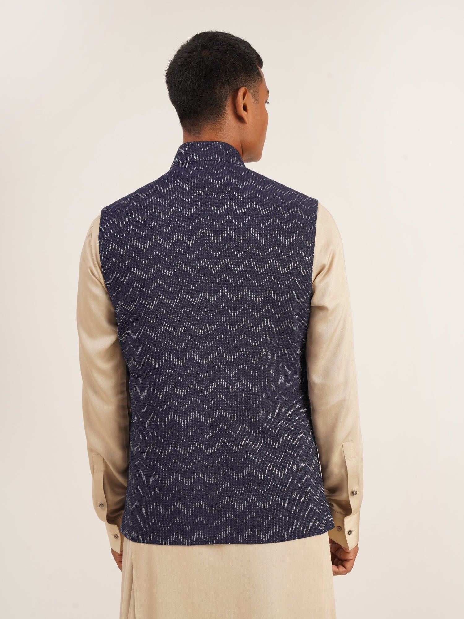 Cotton Silk Zigzag Jawahar Jacket