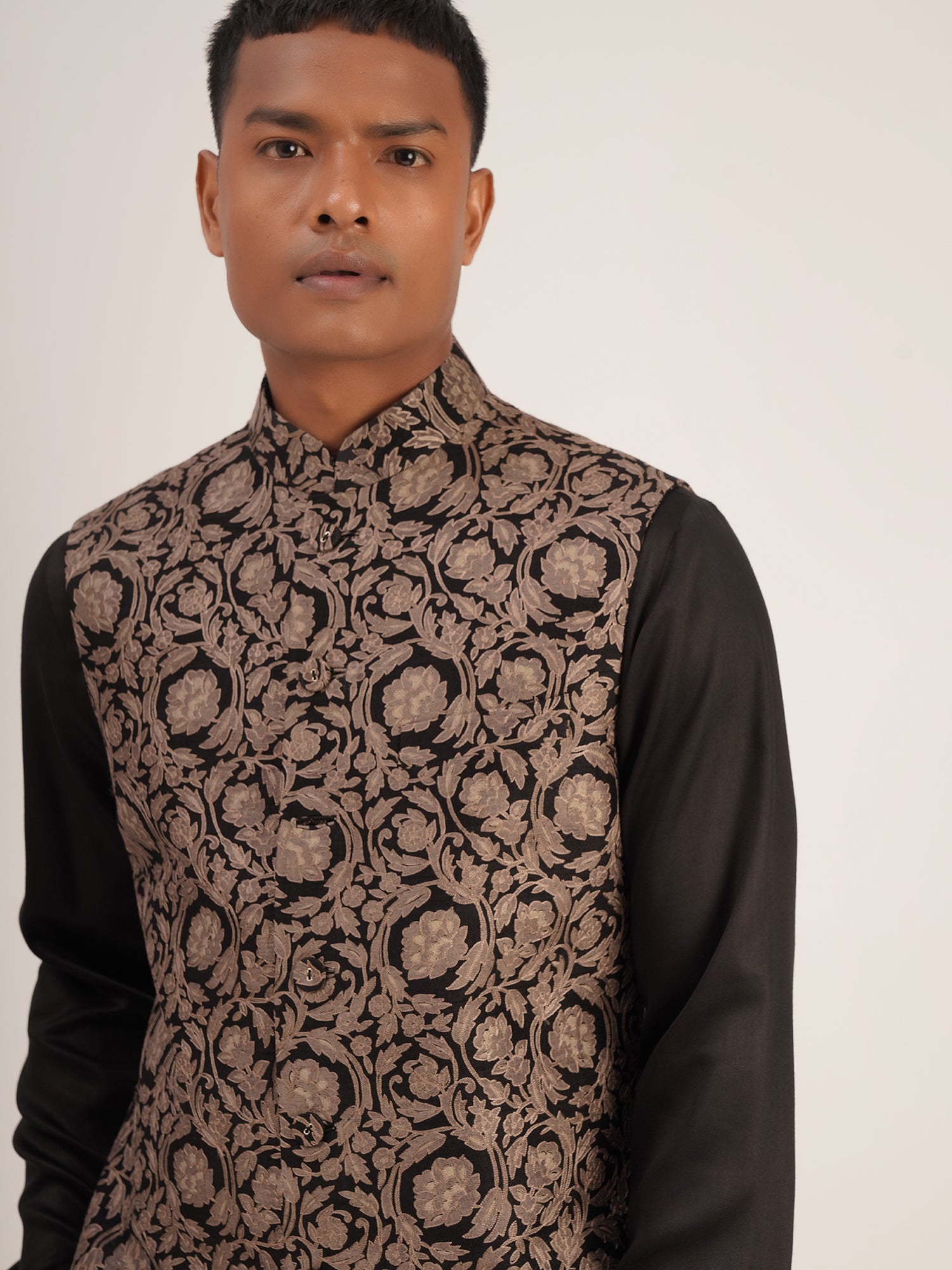 Thread Embroidered Long Jawahar Jacket