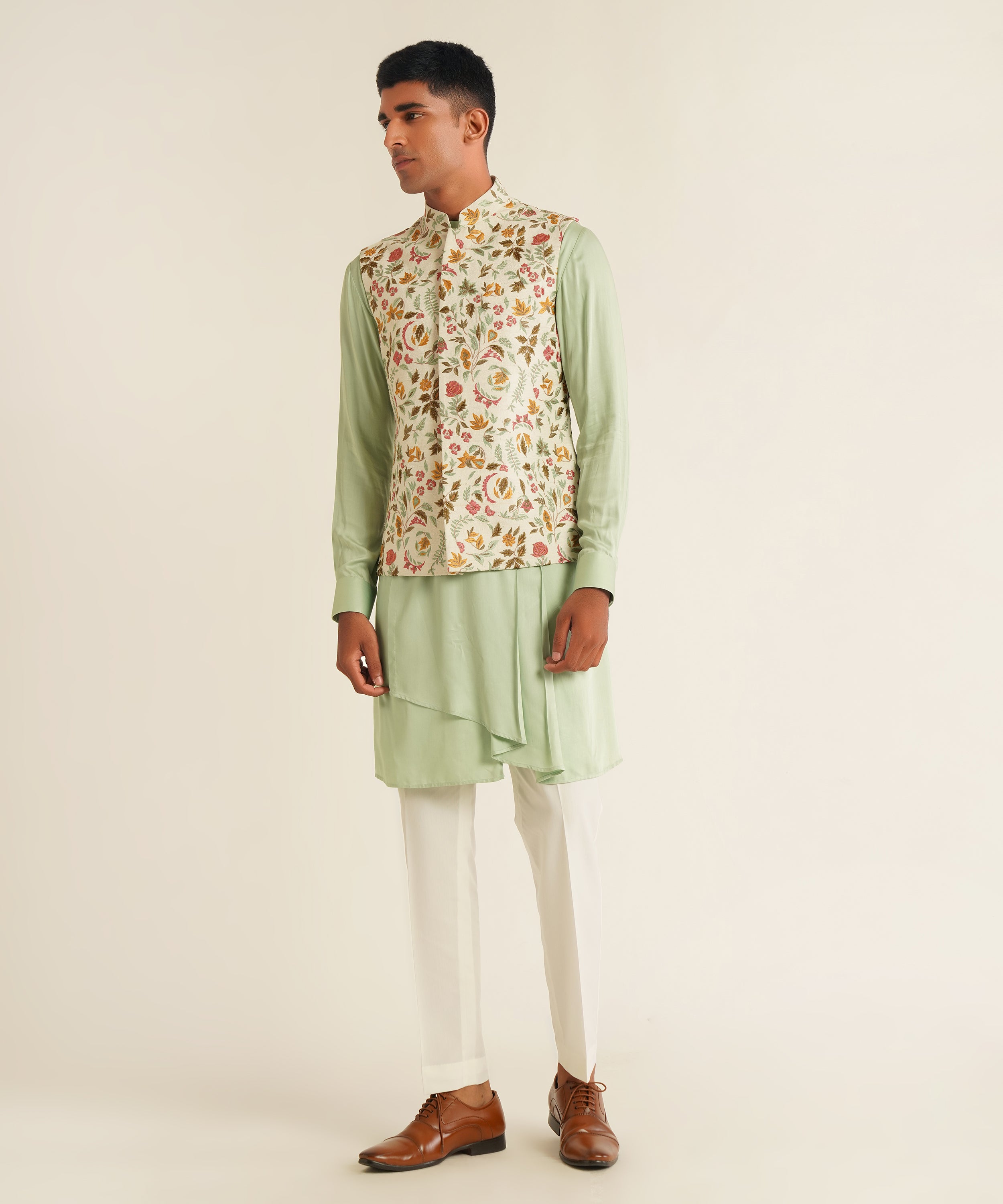 Contrast Thread Embroidery Jawahar Jacket