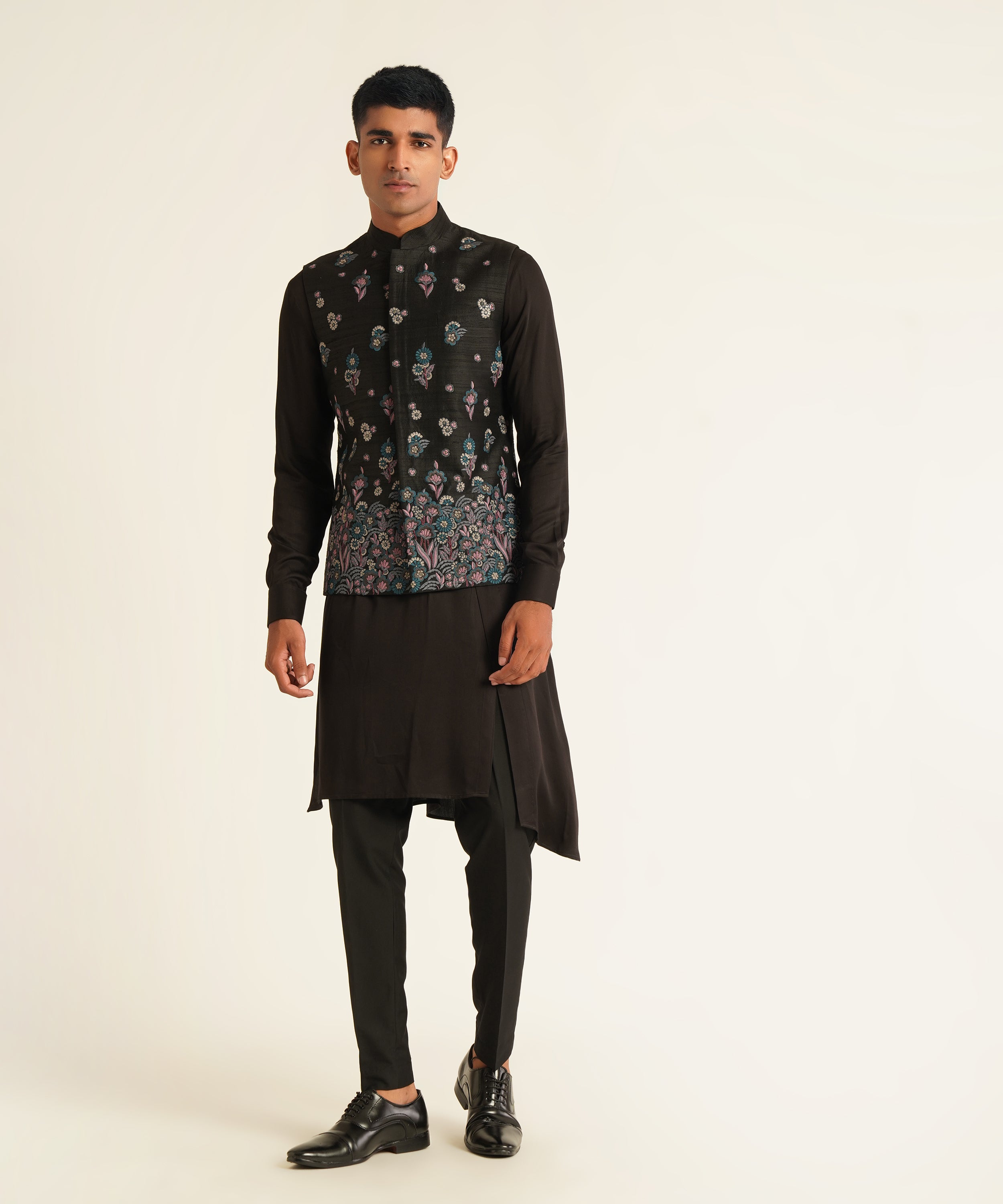 Contrast Thread Embroidery Jawahar Jacket