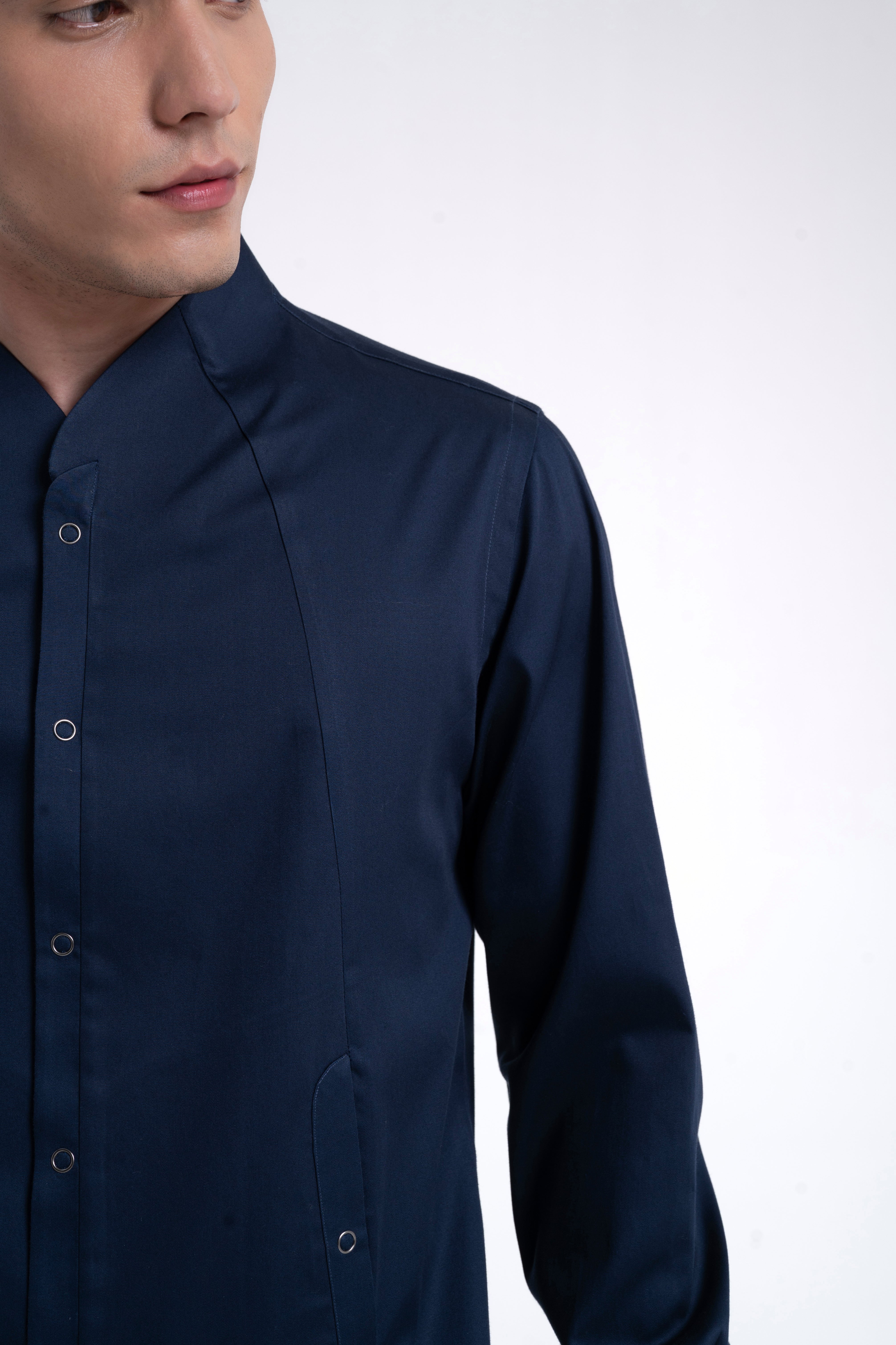 High Neck Snap Button Shirt