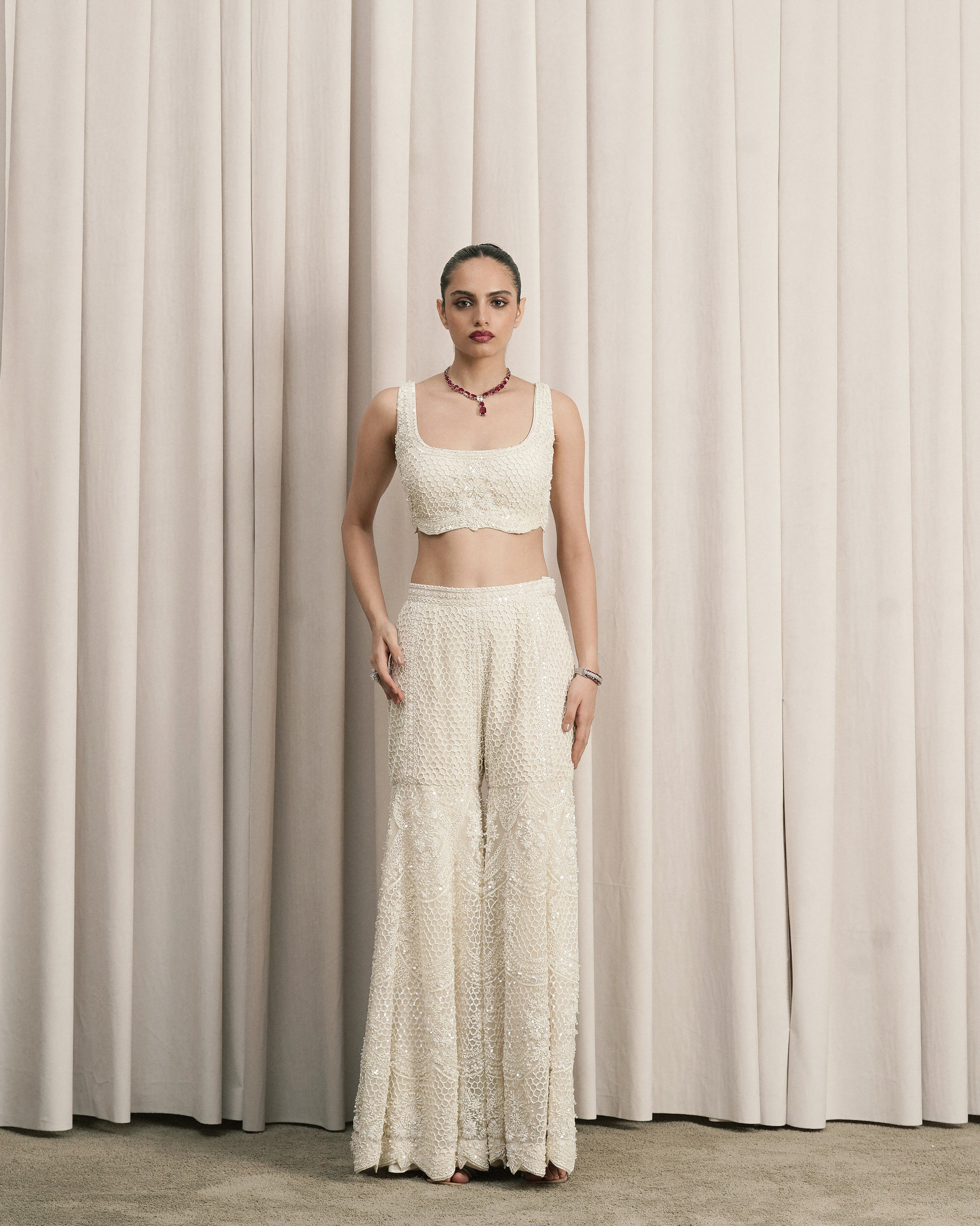 Ivory Embroidered Jacket Set
