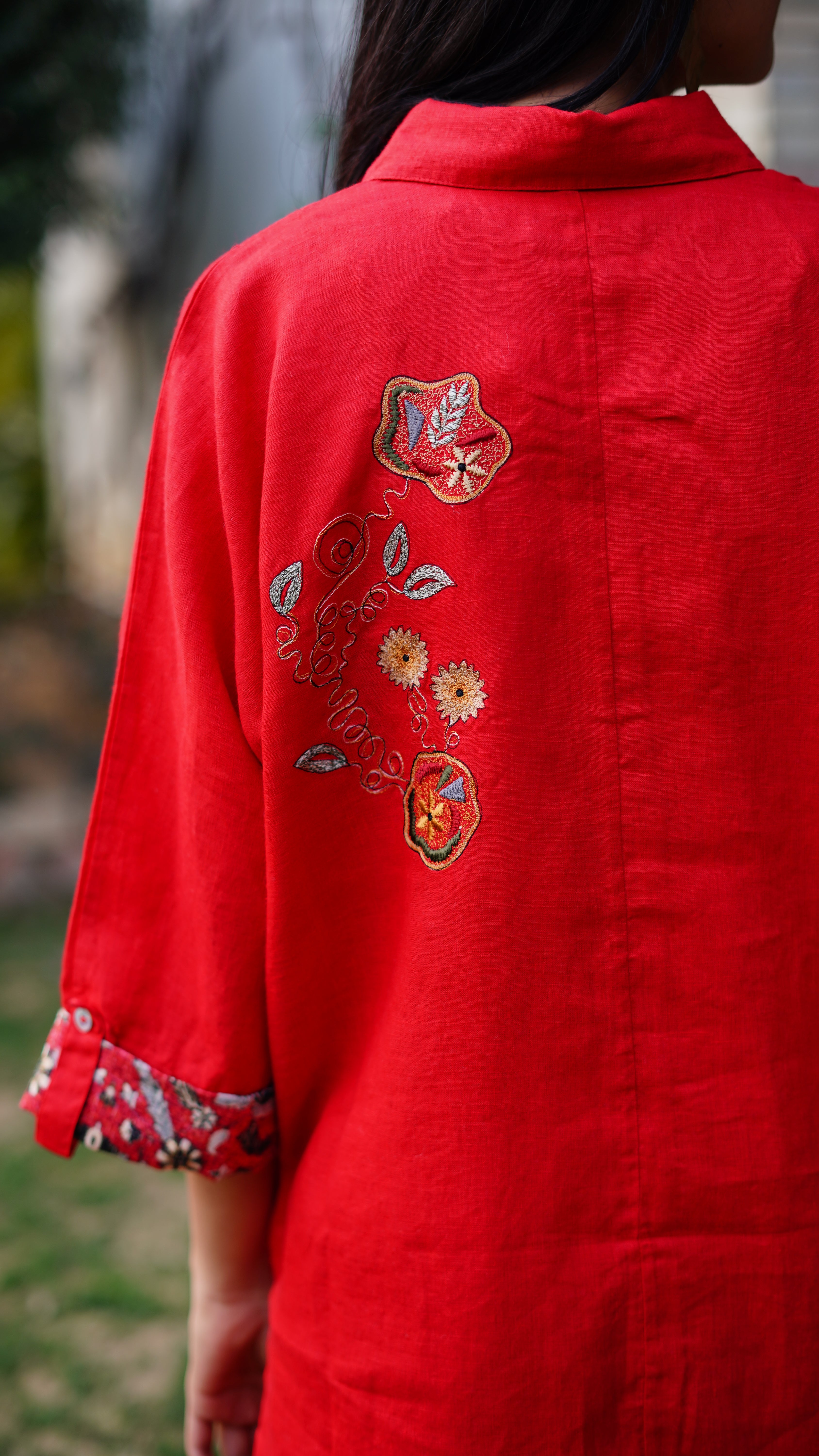 Red Embroidered Shirt