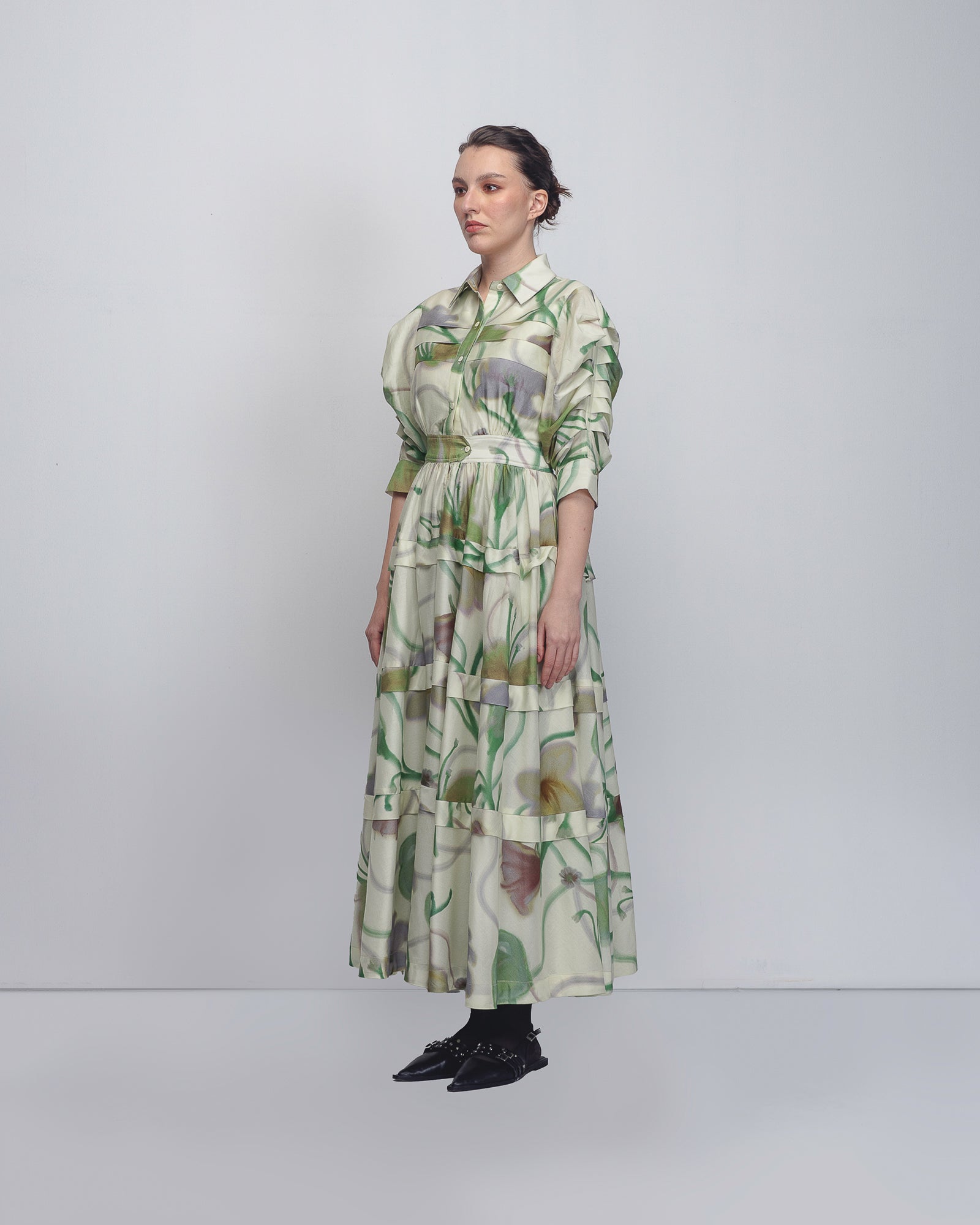 Paron Print Pleated Dress