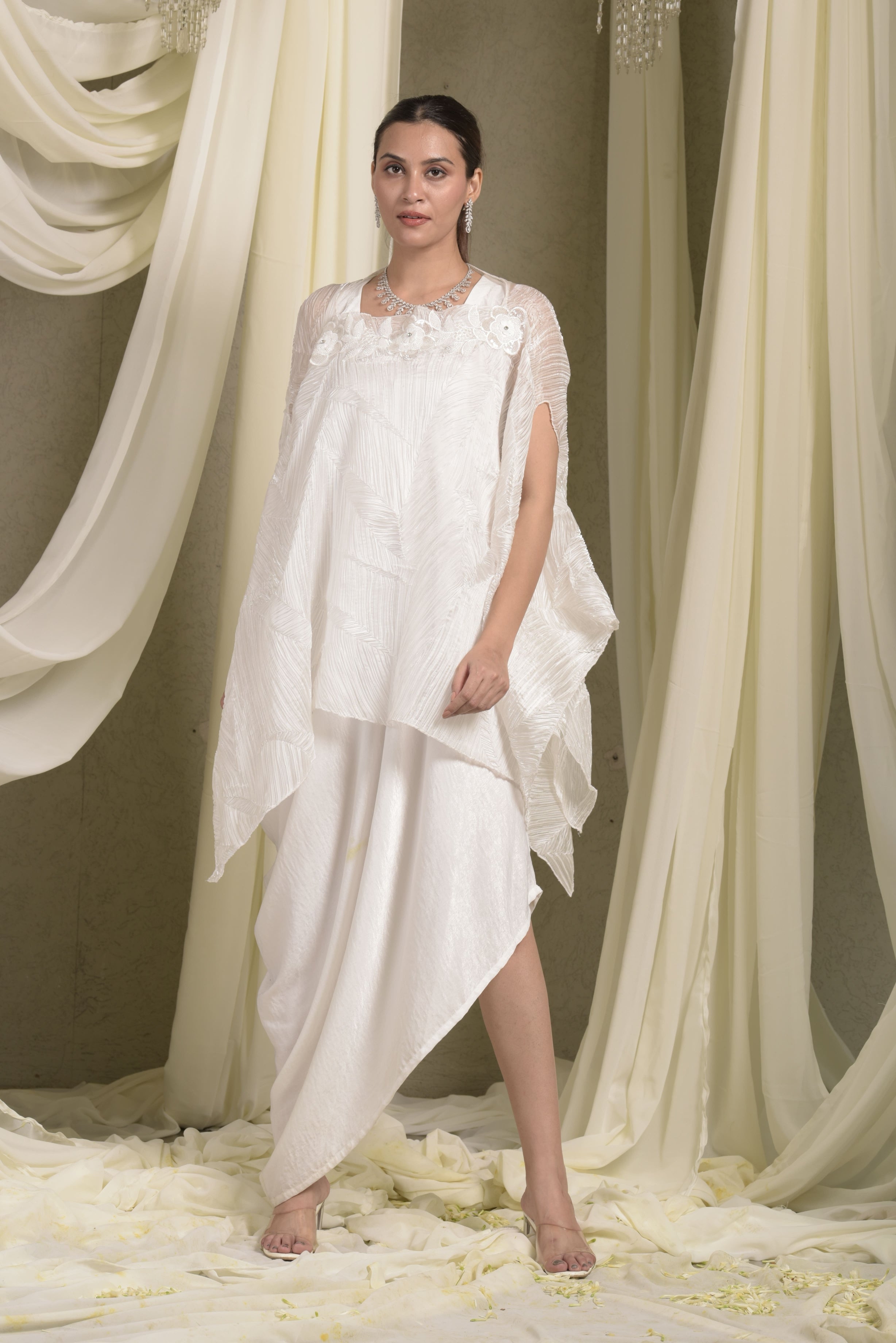 Pristine Ivory Slip Easy Cape With Dress