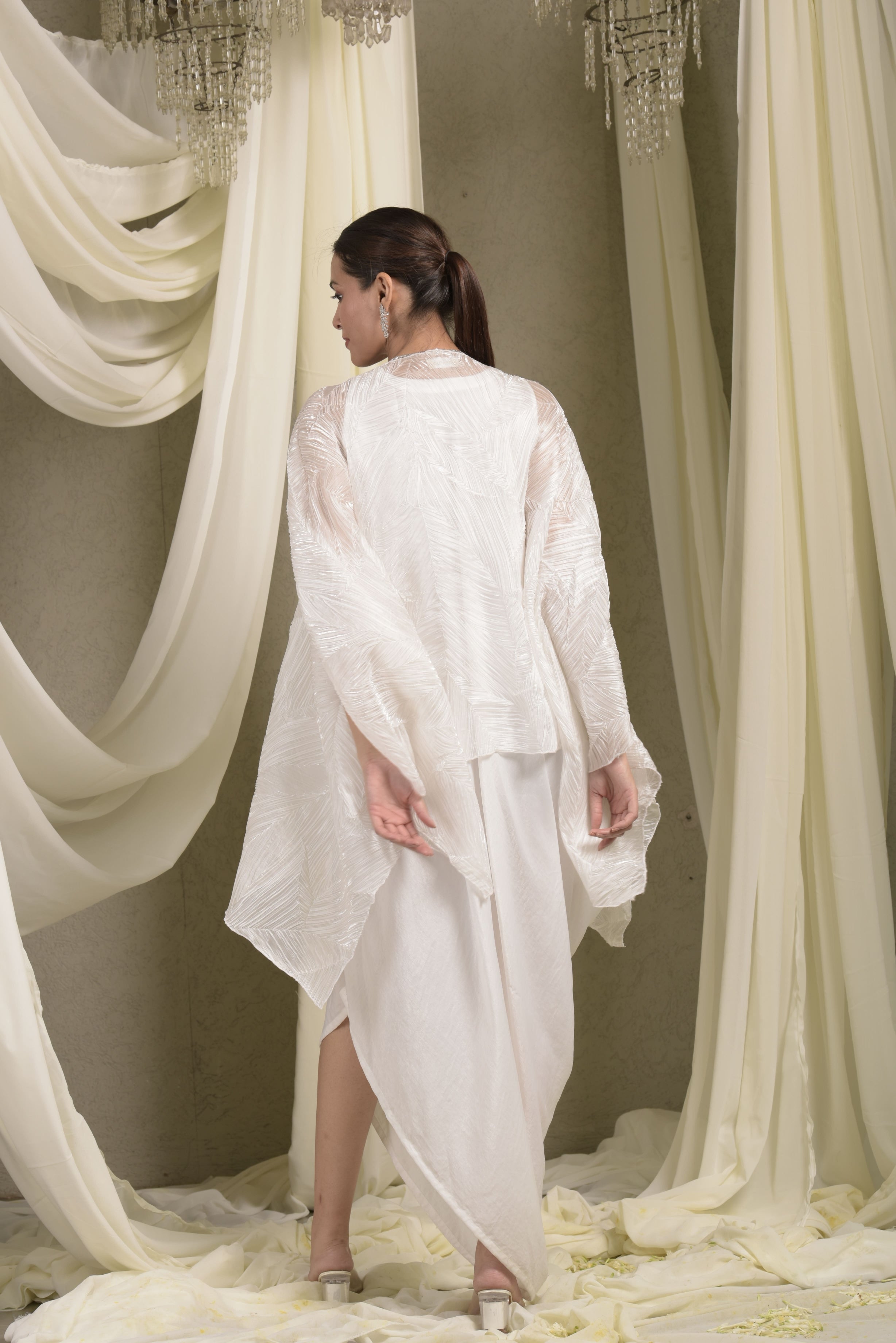 Pristine Ivory Slip Easy Cape With Dress