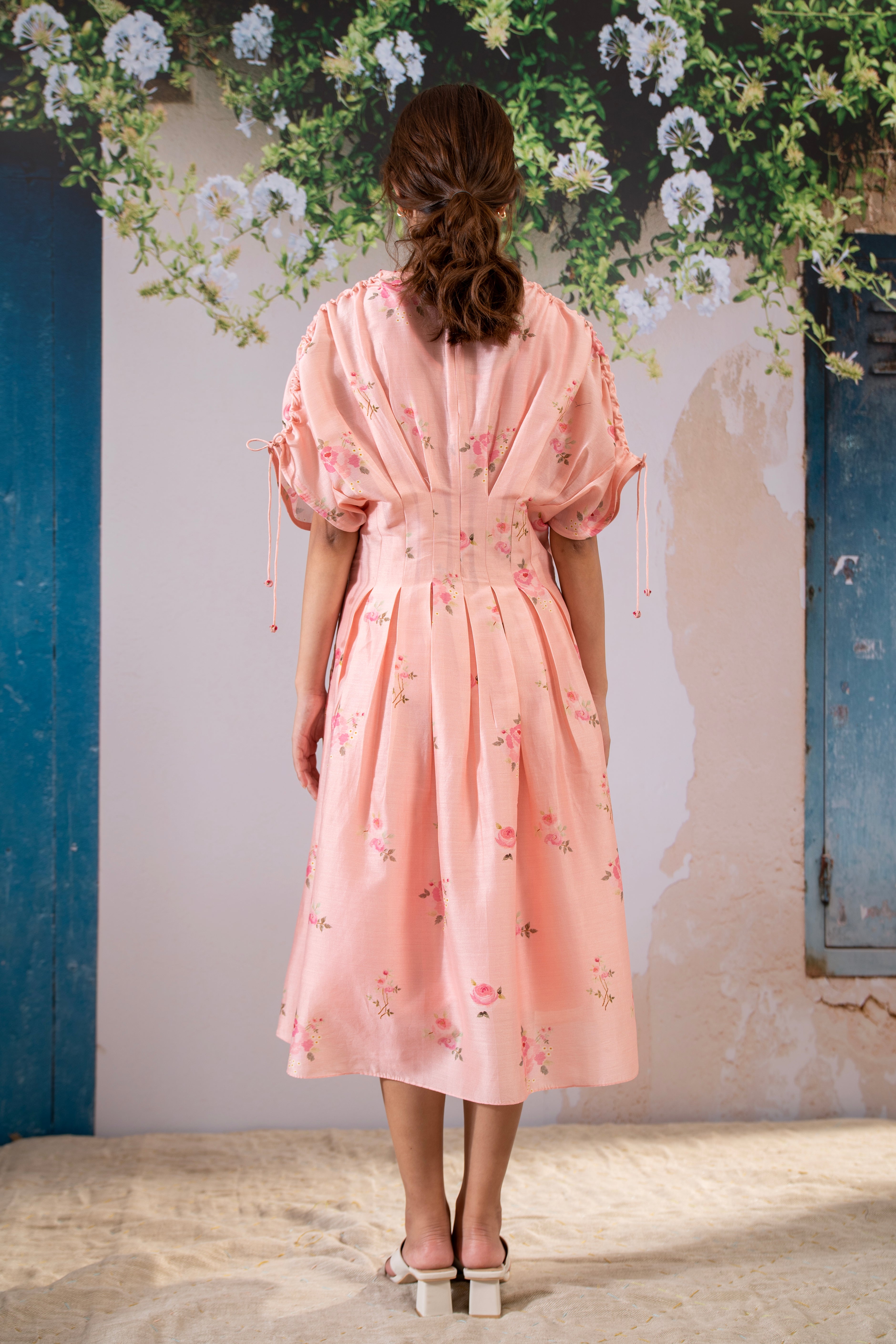 Pink Scarlett Digital Print Pleated Dress