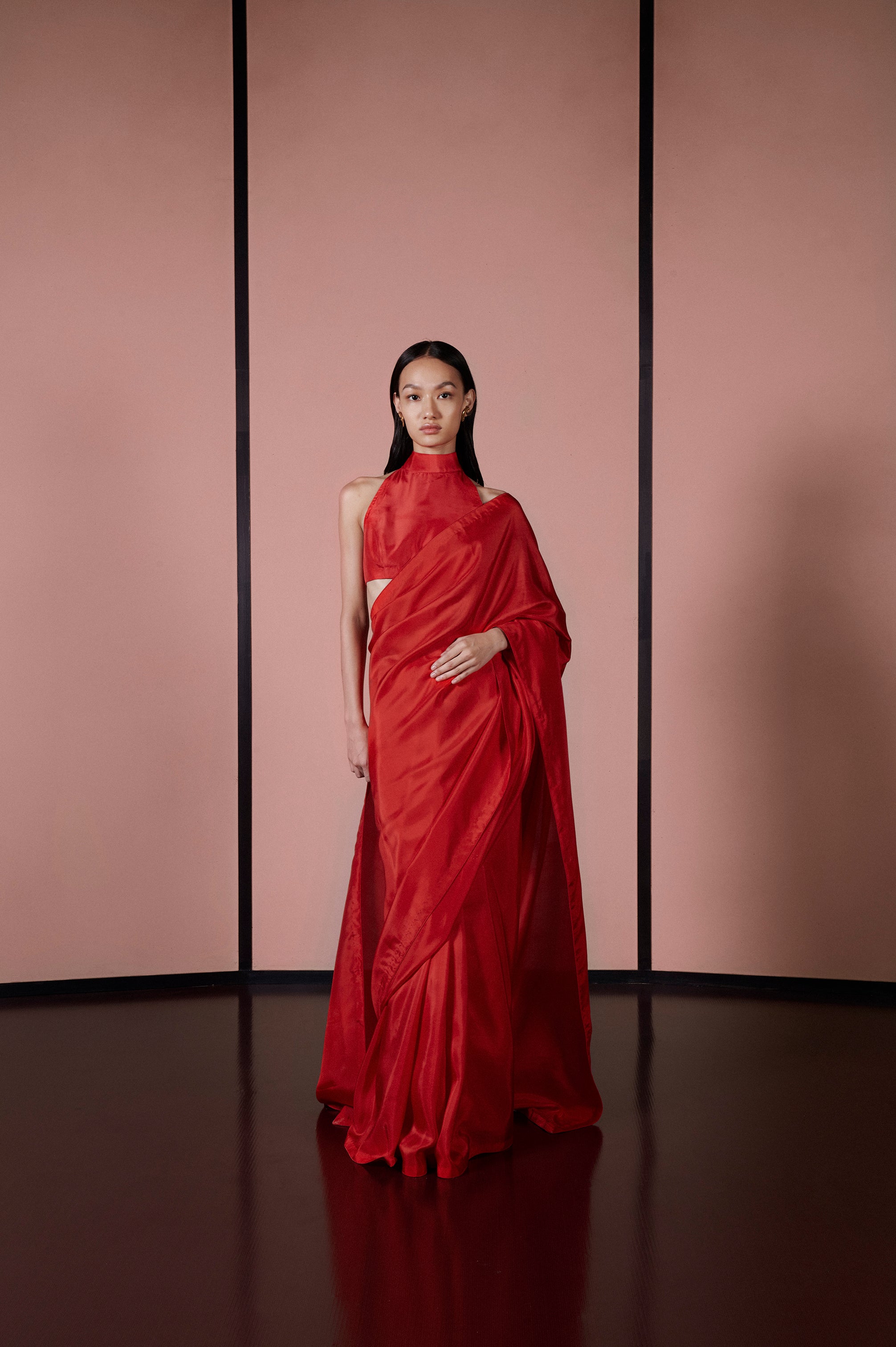 Handwoven Ruby Red Silk Sari