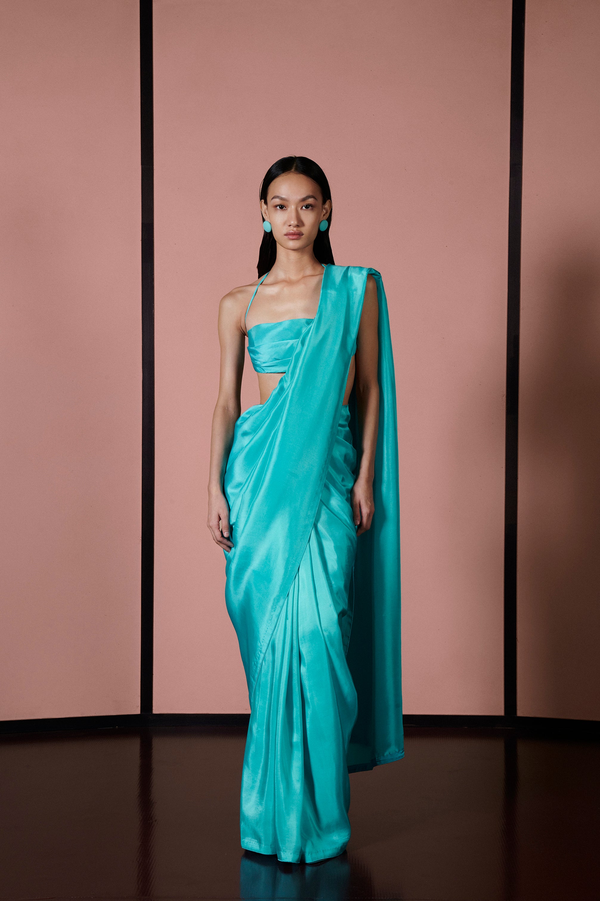 Handwoven Turquoise Blue Silk Sari