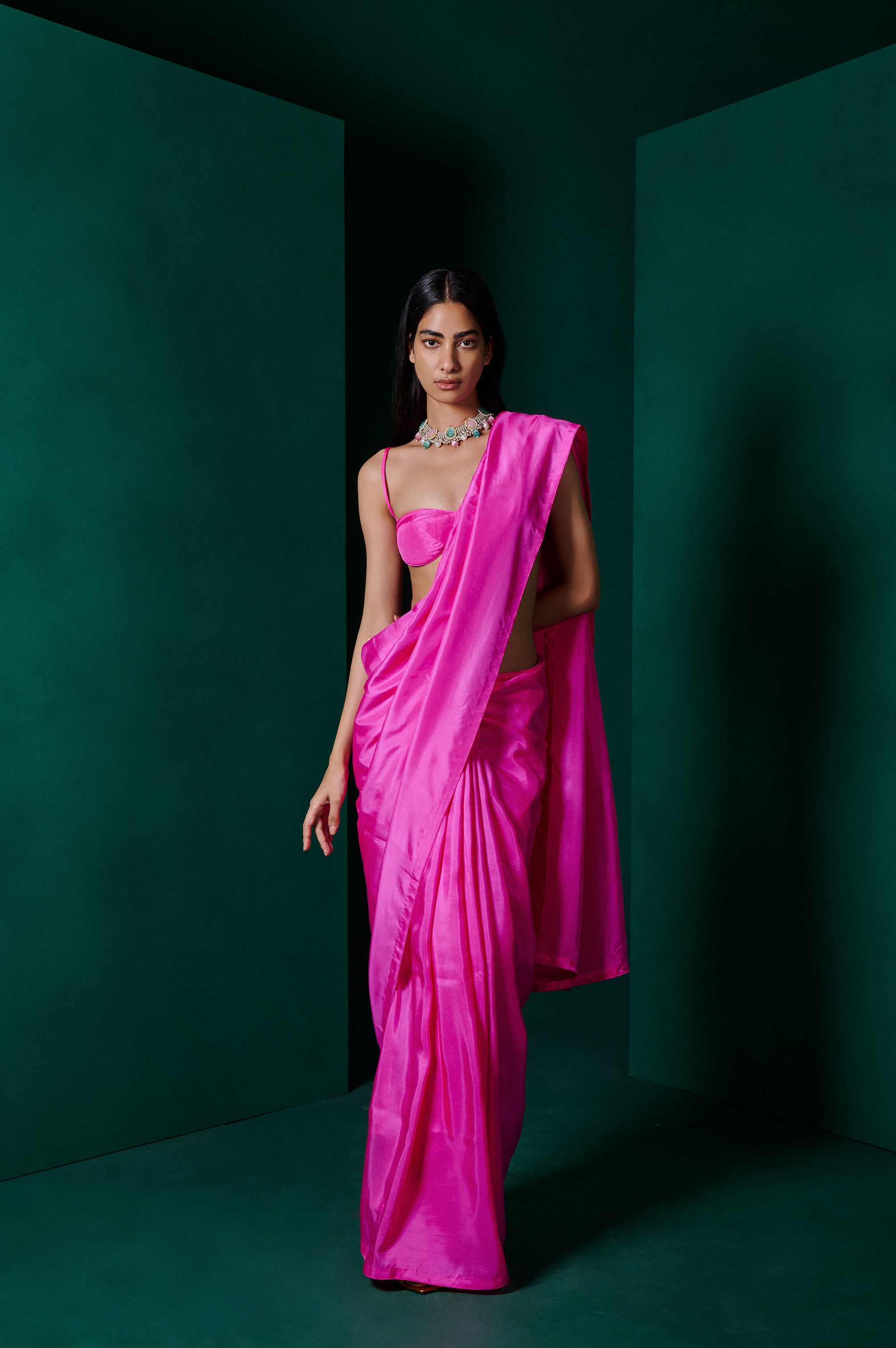 Hot Pink Printed Patola Silk Saree | Kolour