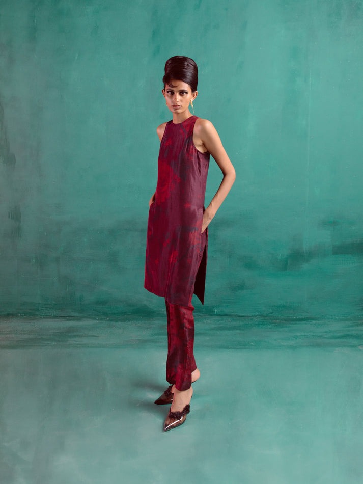 Rosewood Red Printed Kurta Set