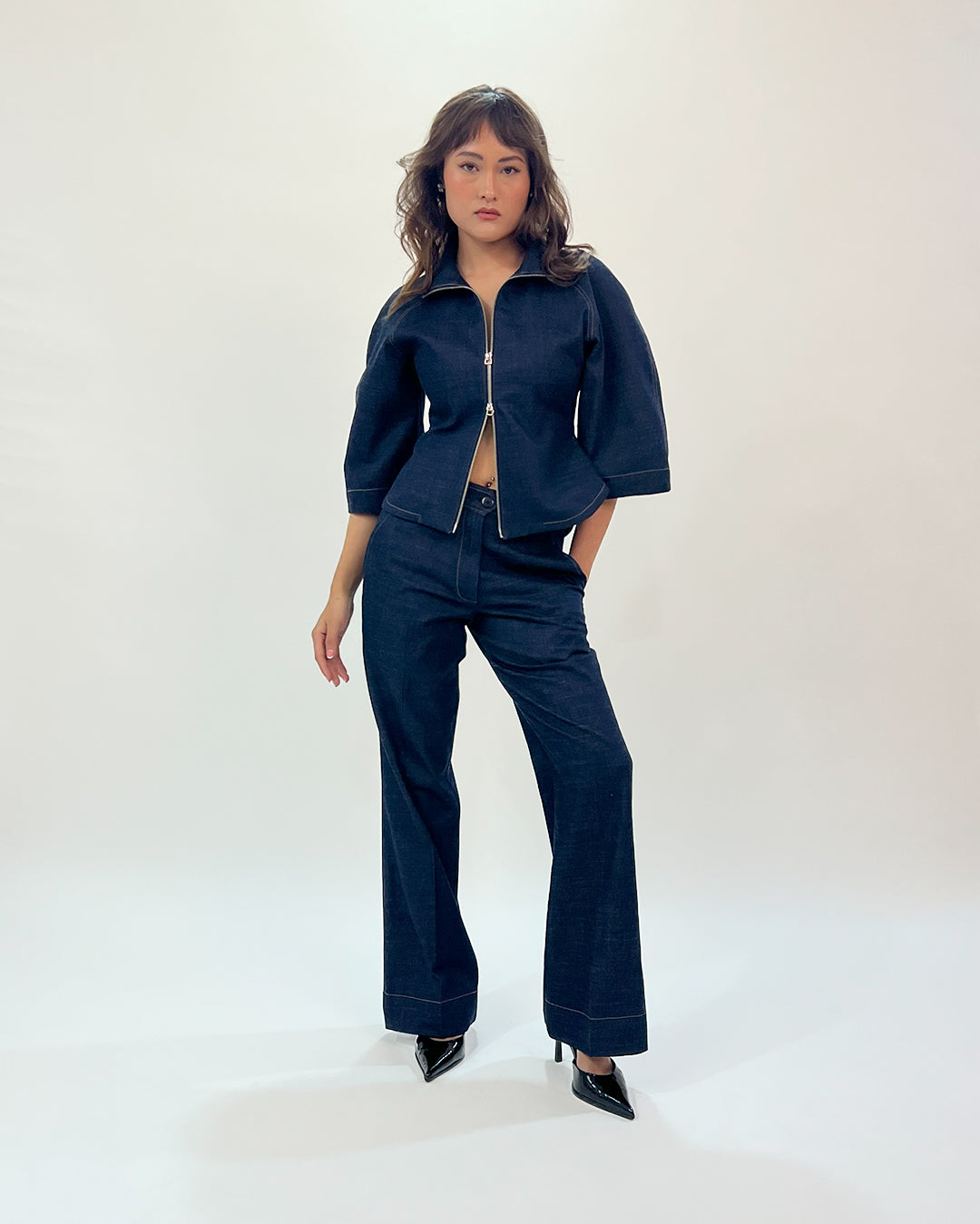 Flared Denim Pants