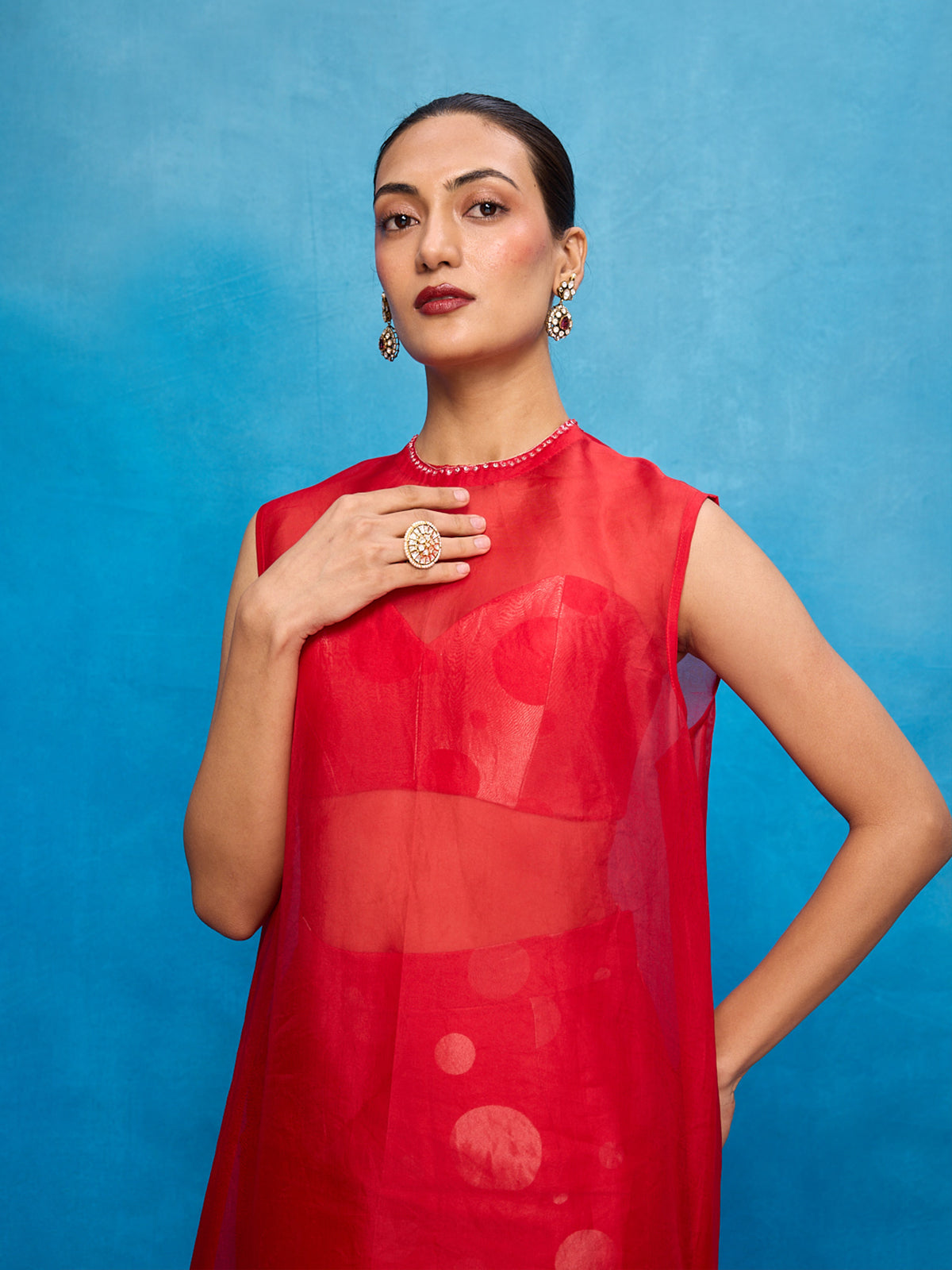 Handwoven Red Silk Banarasi Suit Set