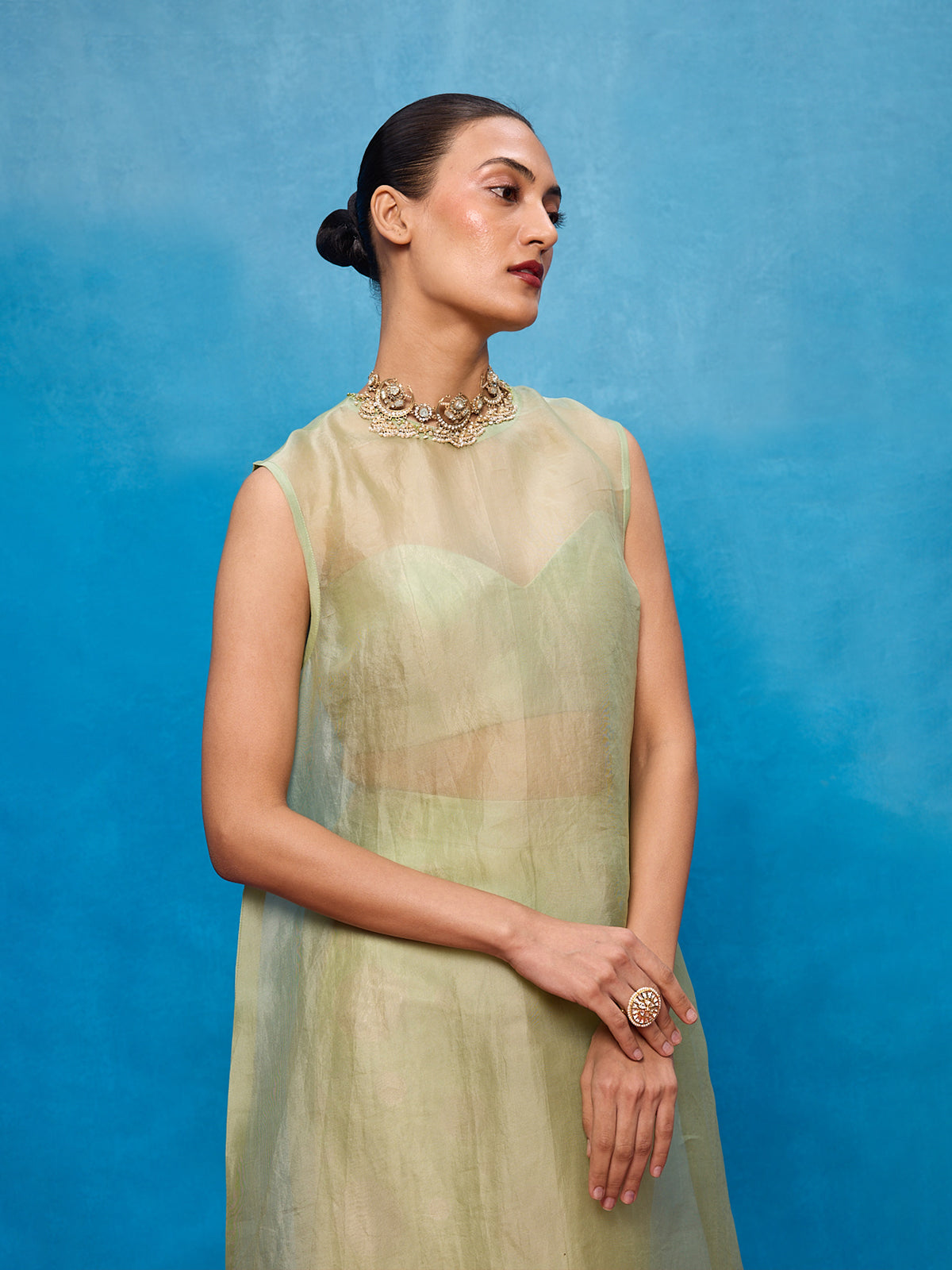 Handwoven Pistachio Green Silk Banarasi Suit Set