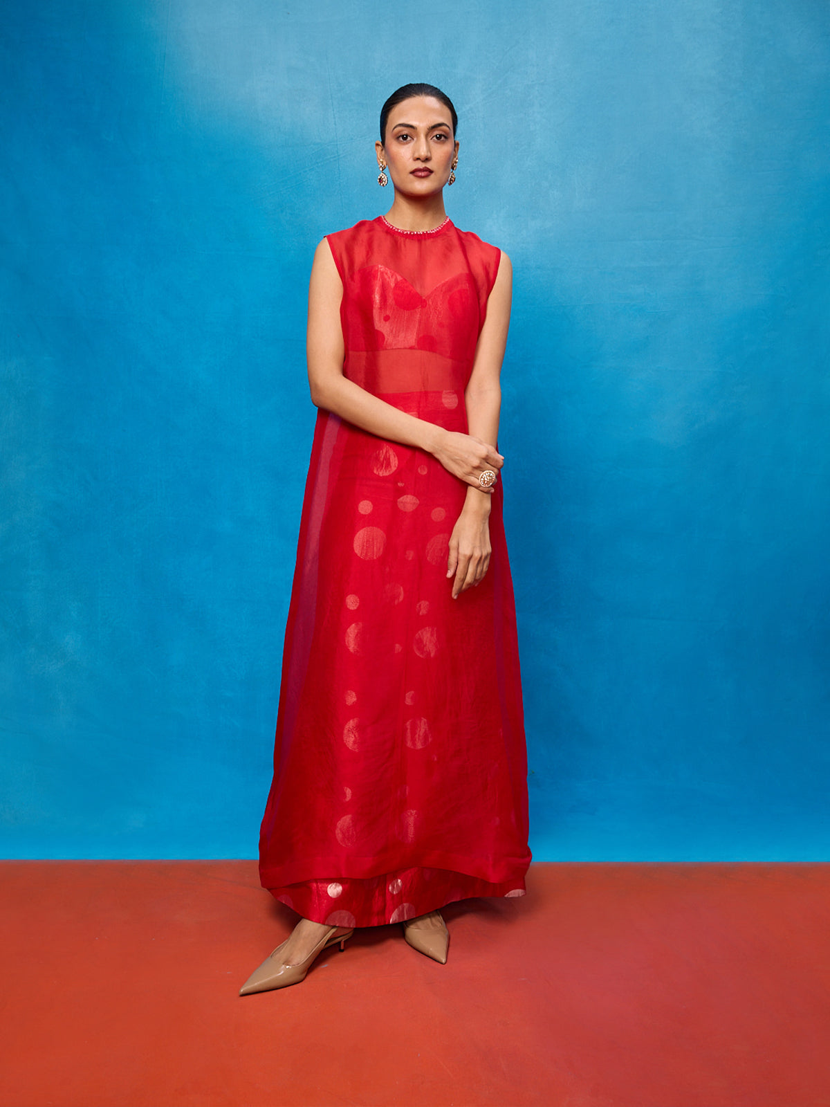 Handwoven Red Silk Banarasi Suit Set