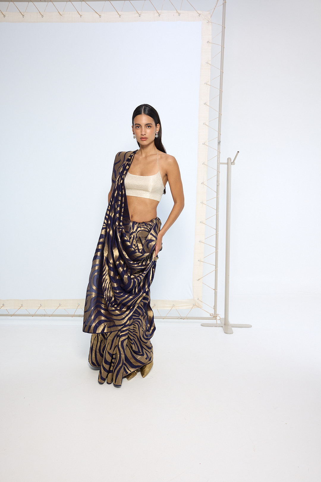 Handwoven Black & Gold Silk Saree