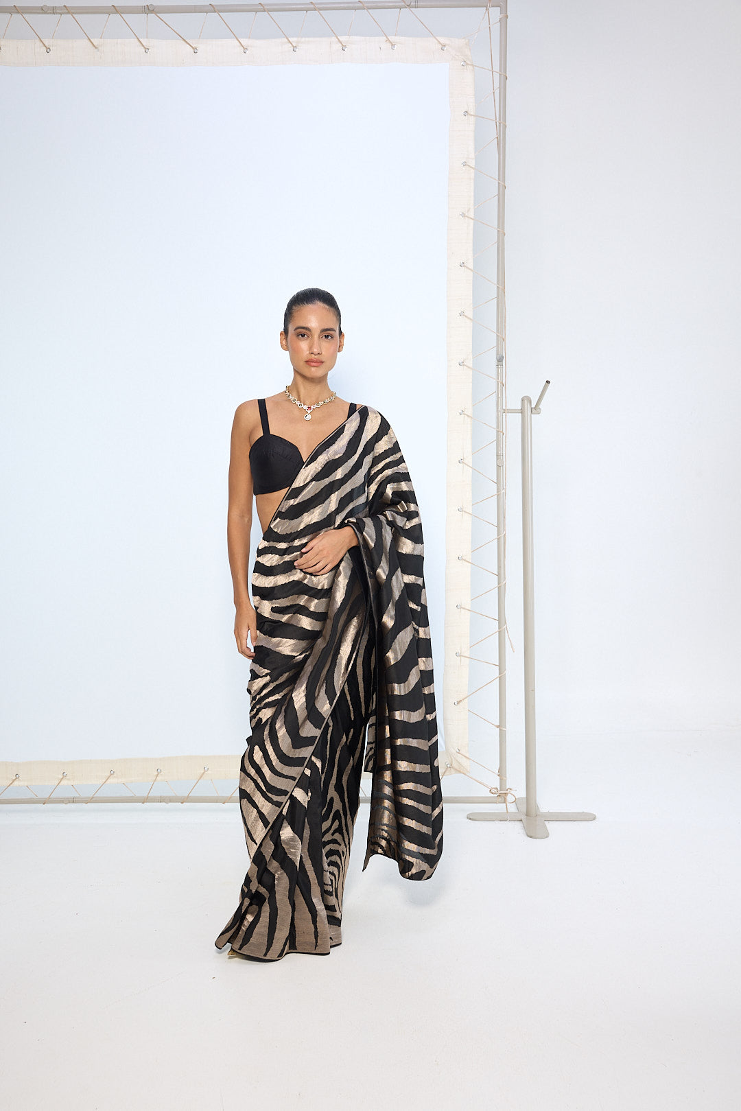 Handwoven Black & Silver Silk Saree