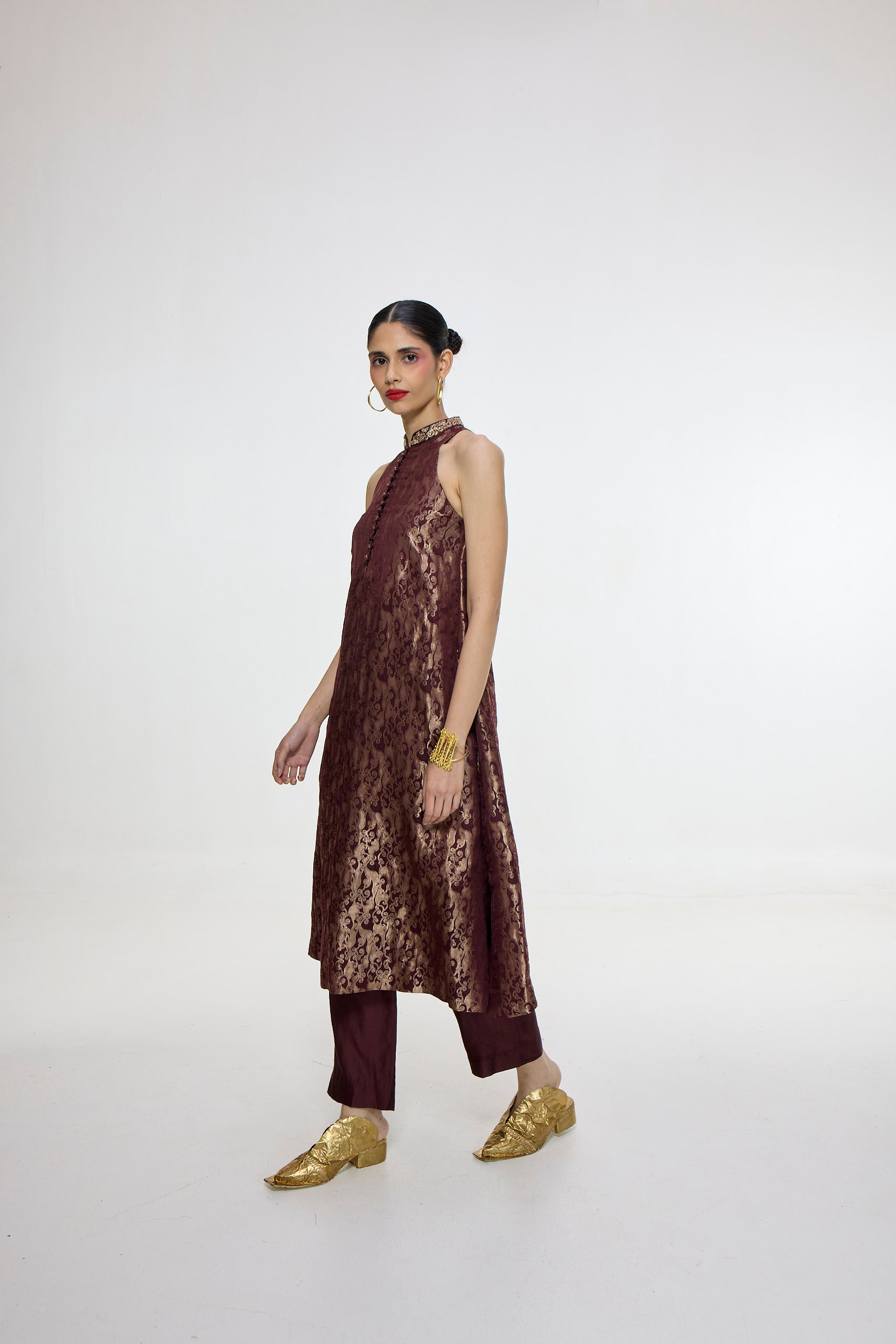 Handwoven Cherry Red Kurta Set