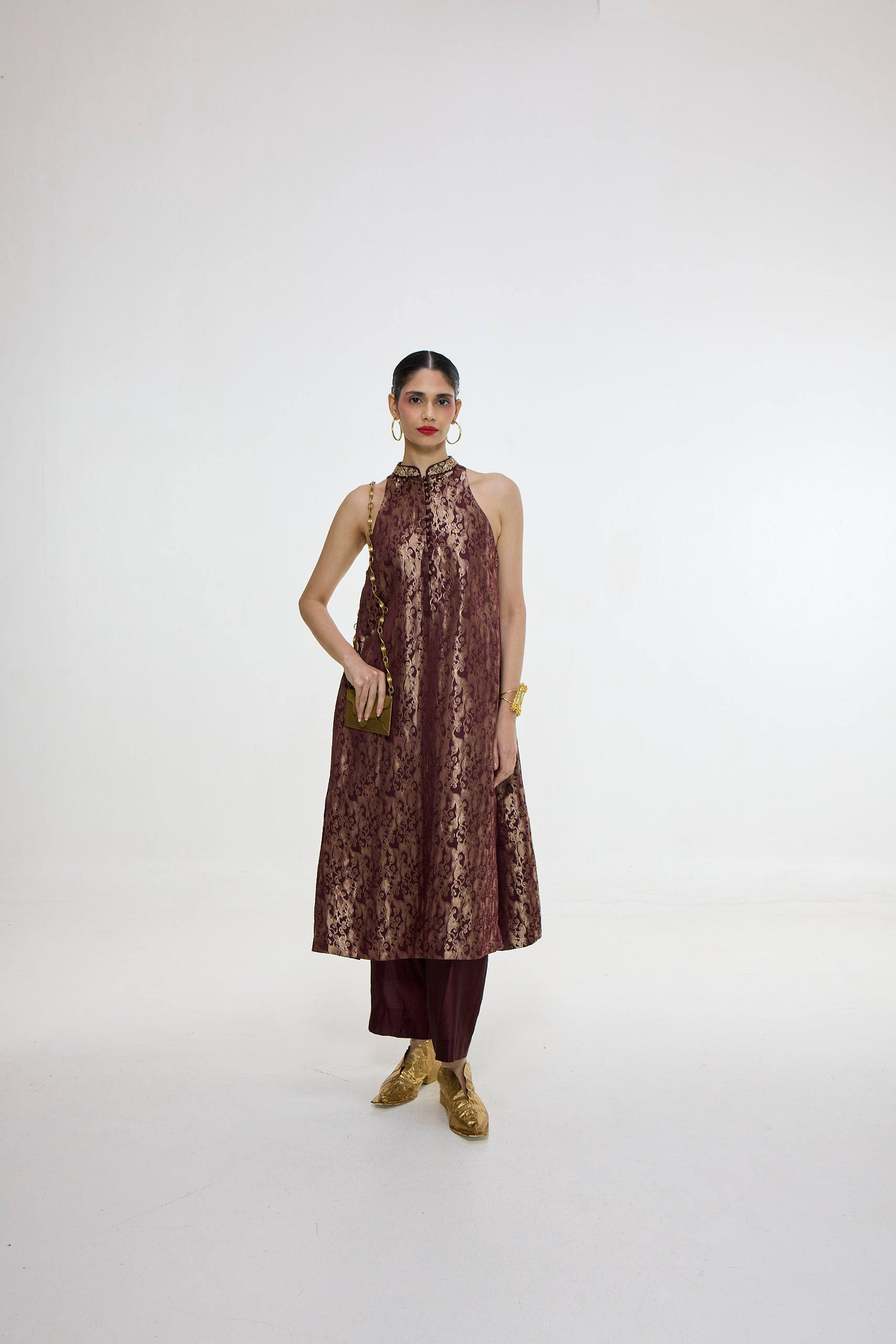 Handwoven Cherry Red Kurta Set