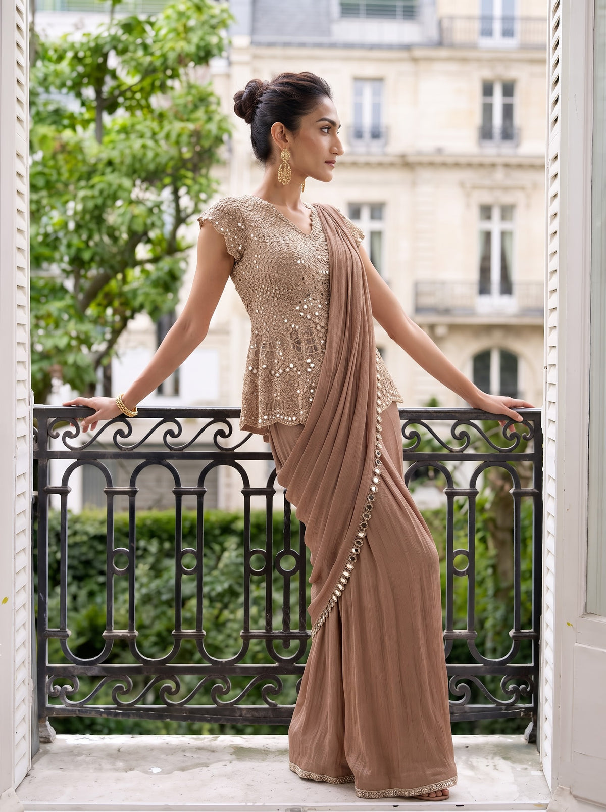 Ember - Pre-Draped Sharara Style Sari