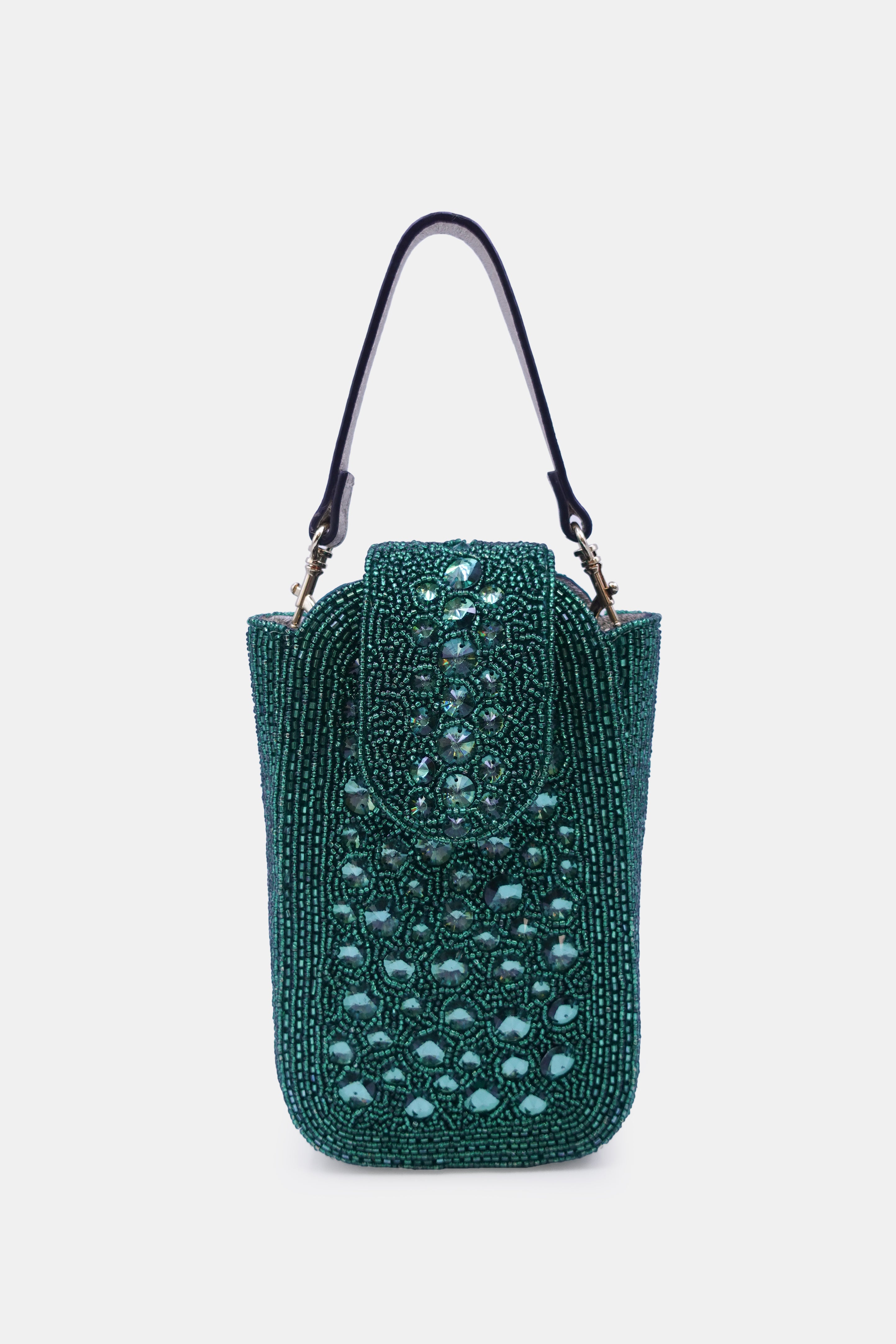 Green Crystal Embellished  Clutch